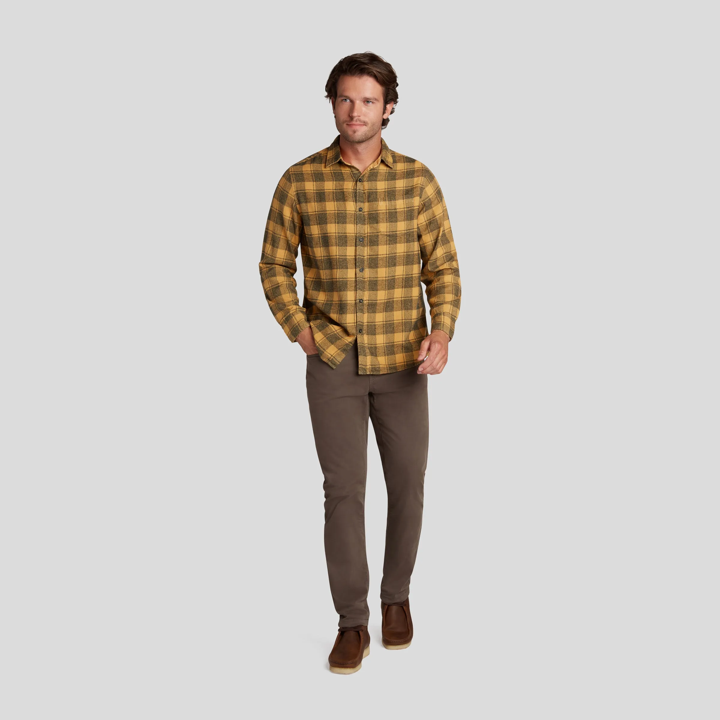 Jaspe Midweight Twill - Spruce Yellow Plaid (Final Sale)