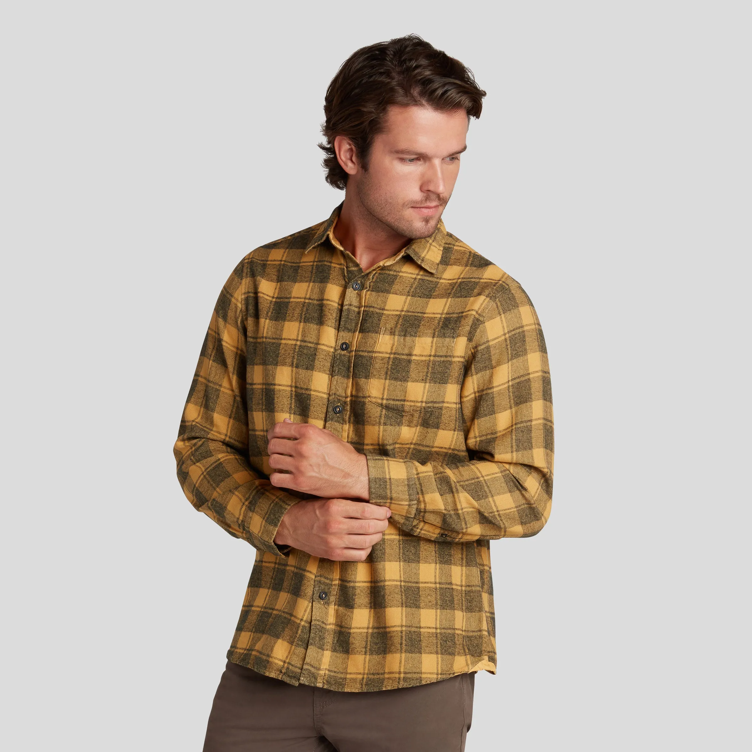 Jaspe Midweight Twill - Spruce Yellow Plaid (Final Sale)