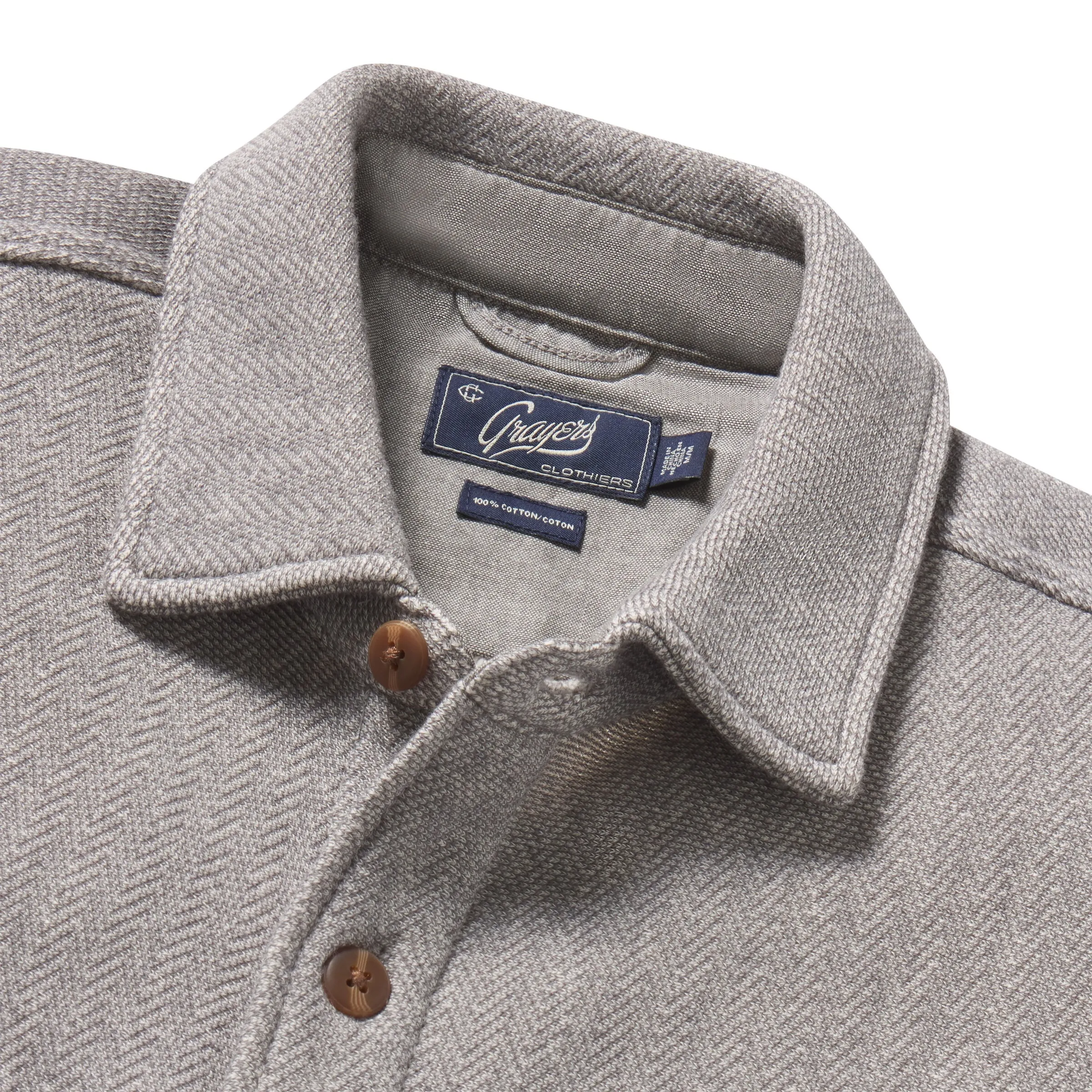 Jojo Herringbone Shirt Jacket - Light Gray