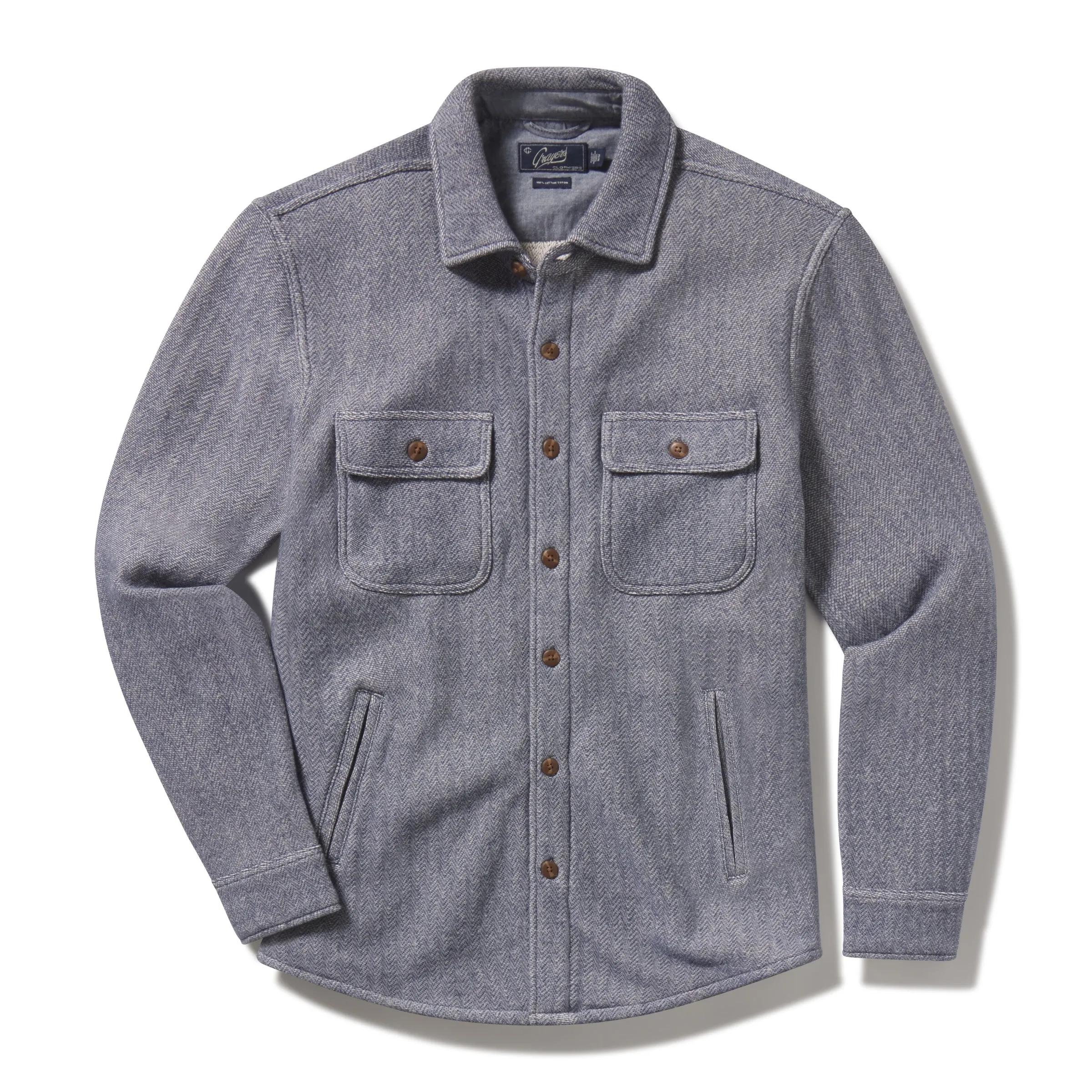 Jojo Herringbone Shirt Jacket - Ombre Blue