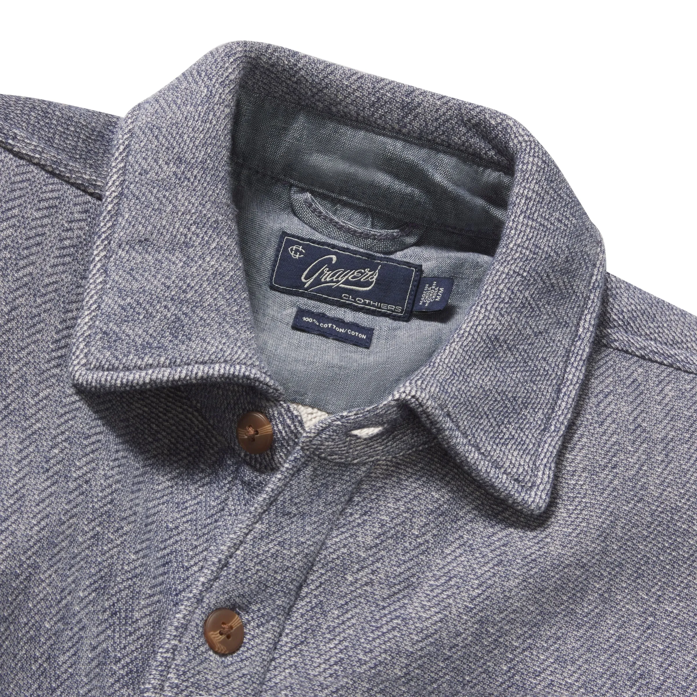 Jojo Herringbone Shirt Jacket - Ombre Blue