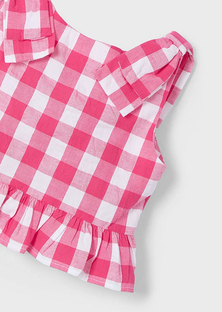 June Gingham Peplum Top - Peony