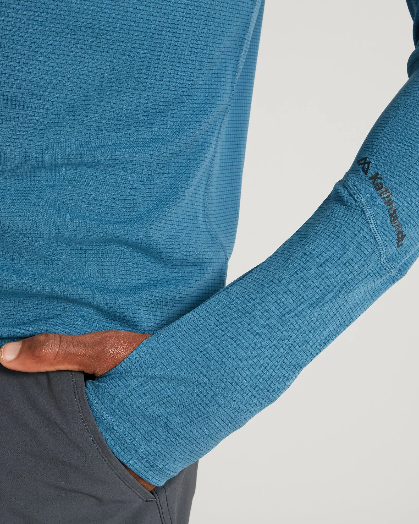 KMDAction Men's Long Sleeve Quarter Zip Top - Steel Blue