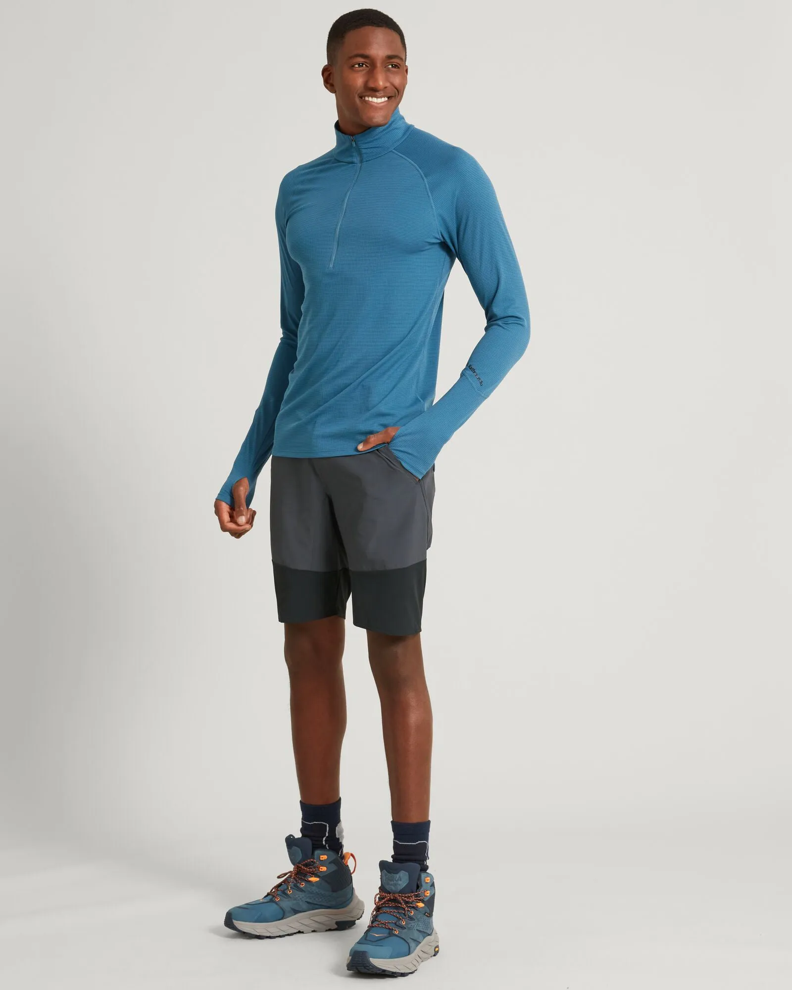 KMDAction Men's Long Sleeve Quarter Zip Top - Steel Blue