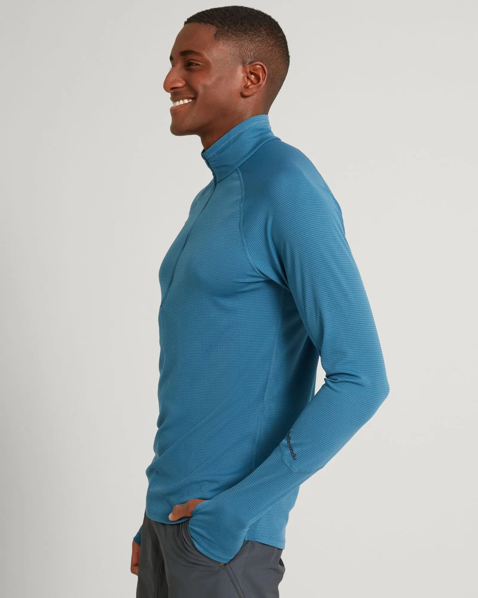 KMDAction Men's Long Sleeve Quarter Zip Top - Steel Blue