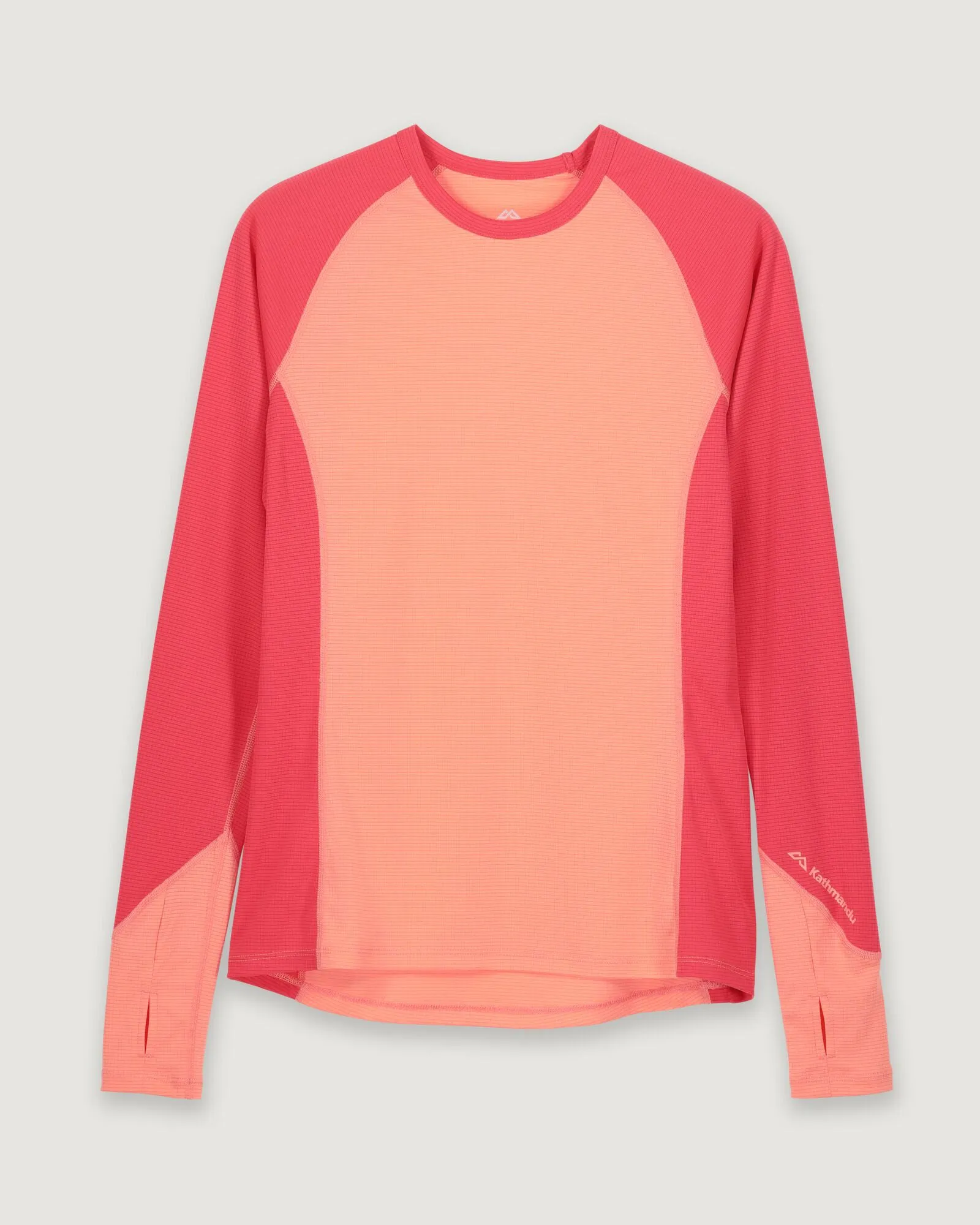 KMDAction Women's Long Sleeve Top - Deep Coral/Blush Pink