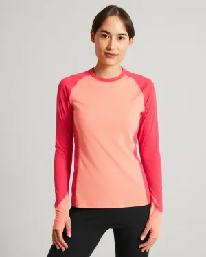 KMDAction Women's Long Sleeve Top - Deep Coral/Blush Pink