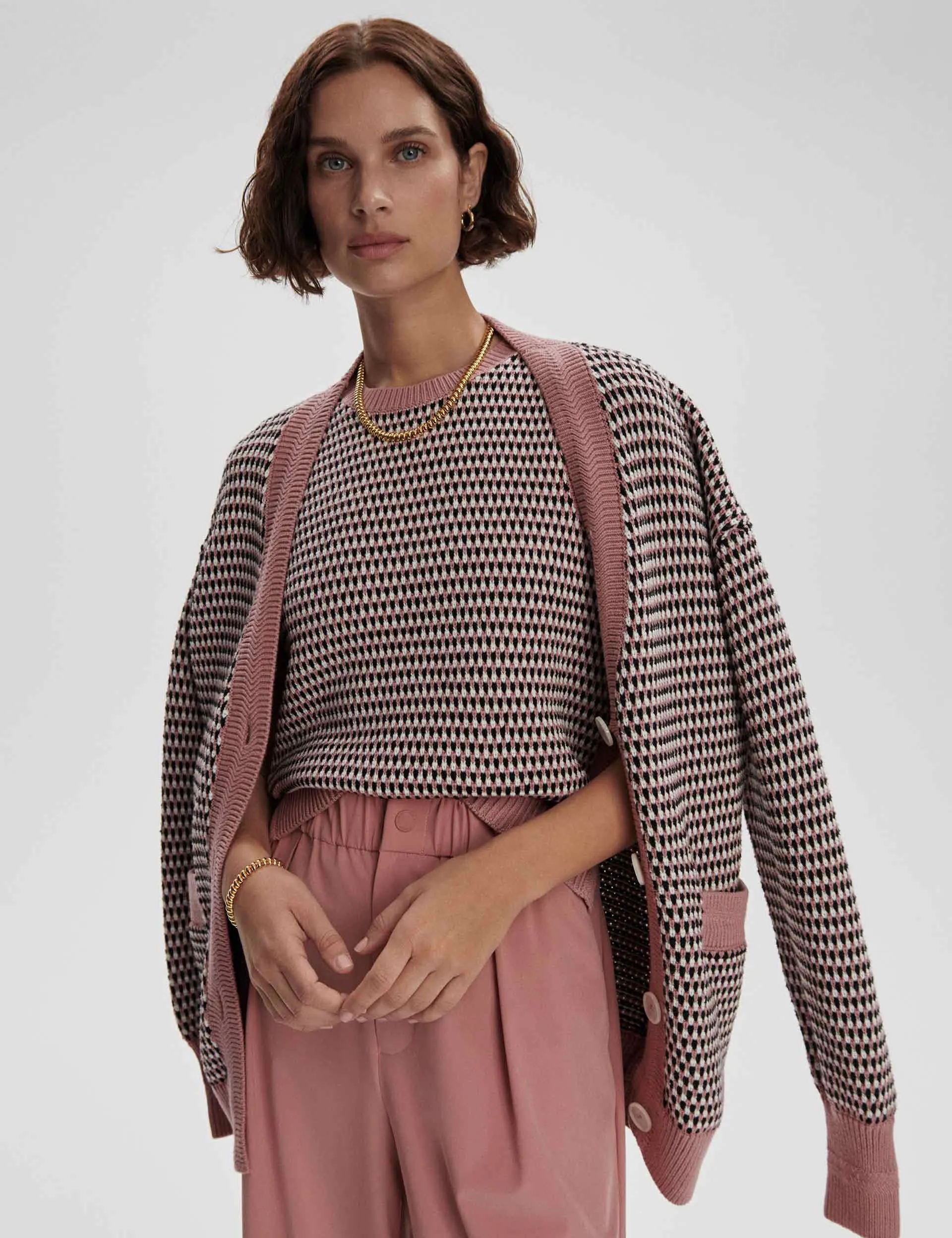 Knowles Textured Knit Vest - Woodrose