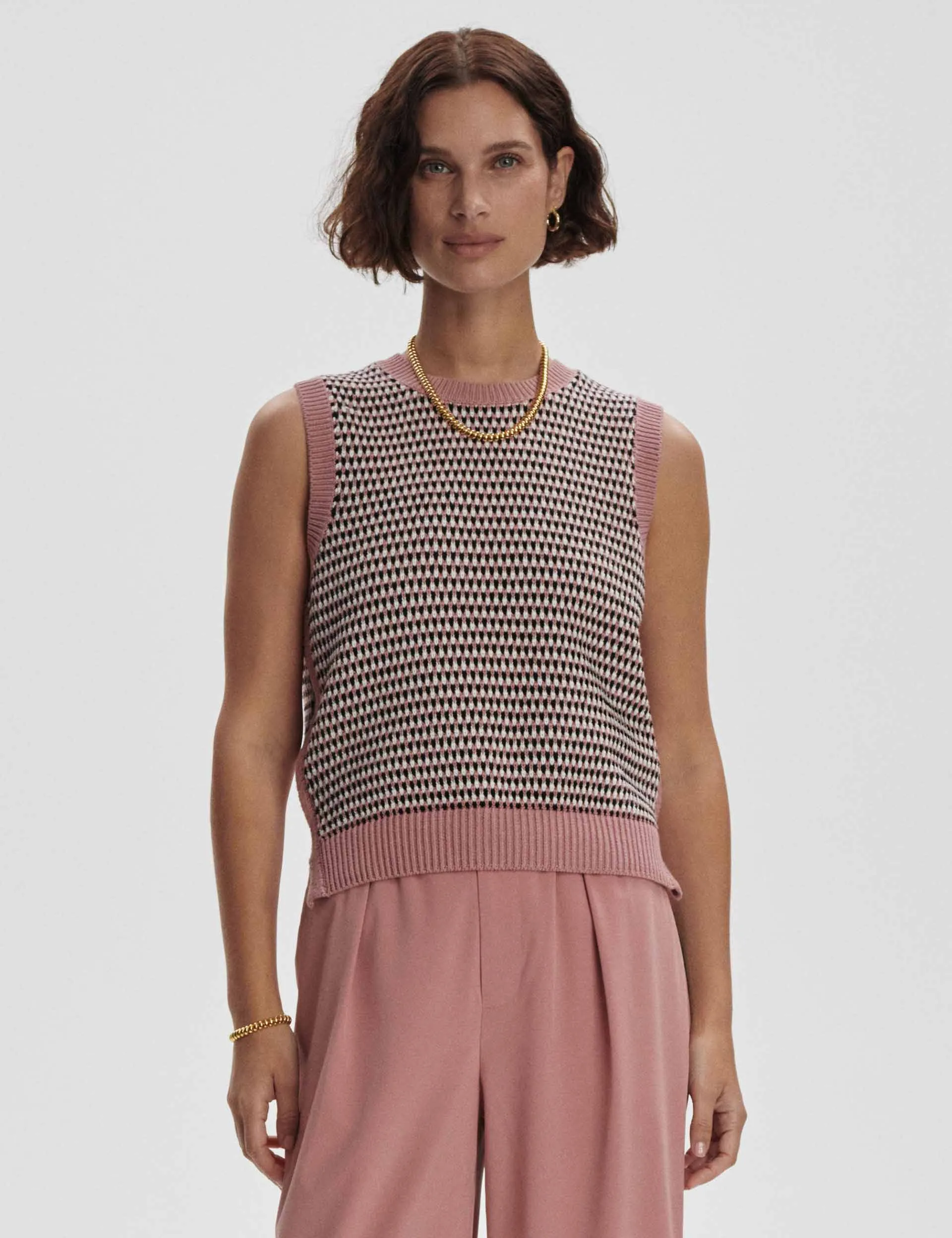 Knowles Textured Knit Vest - Woodrose