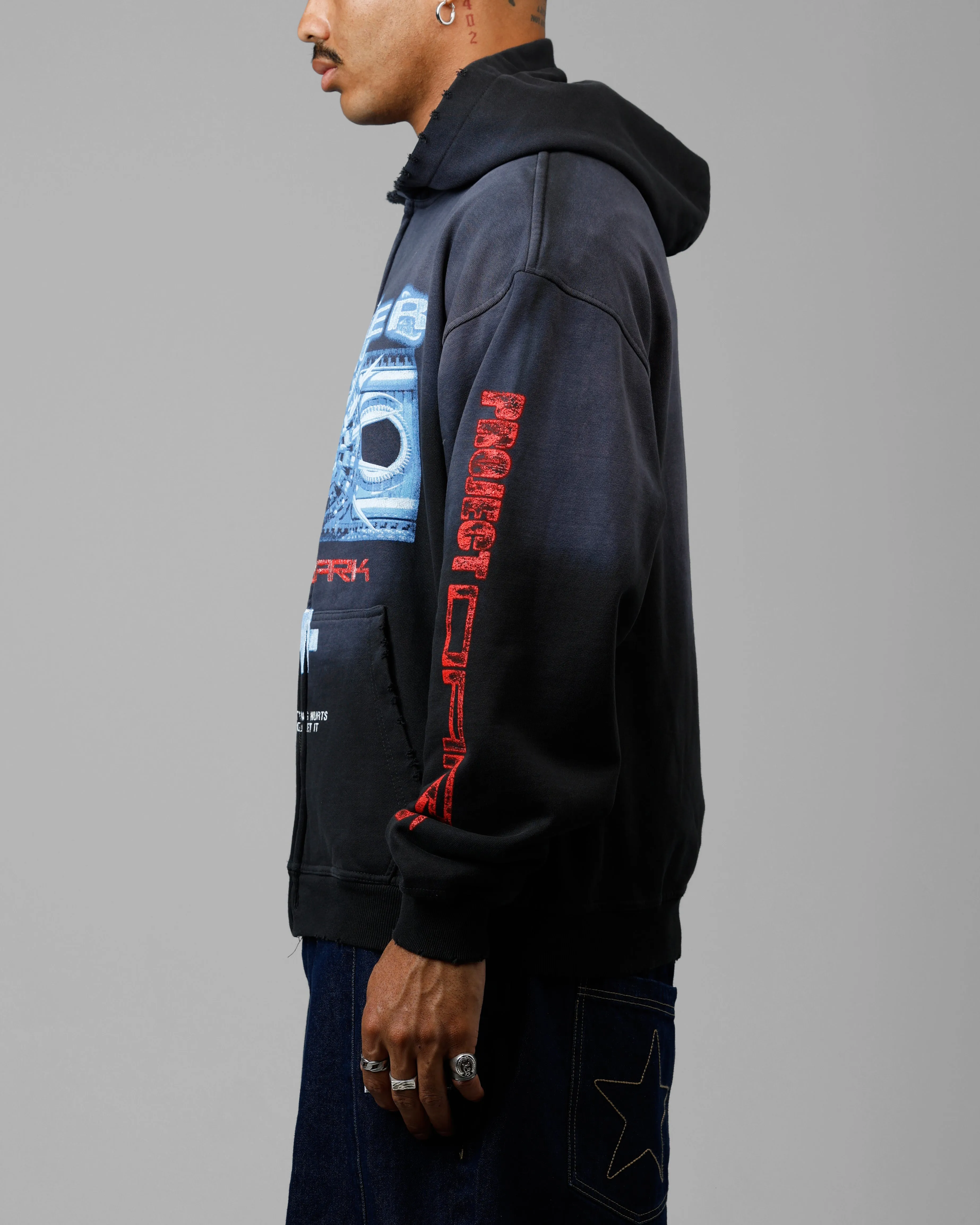Loiter Void Zip Up Hoodie Washed Black