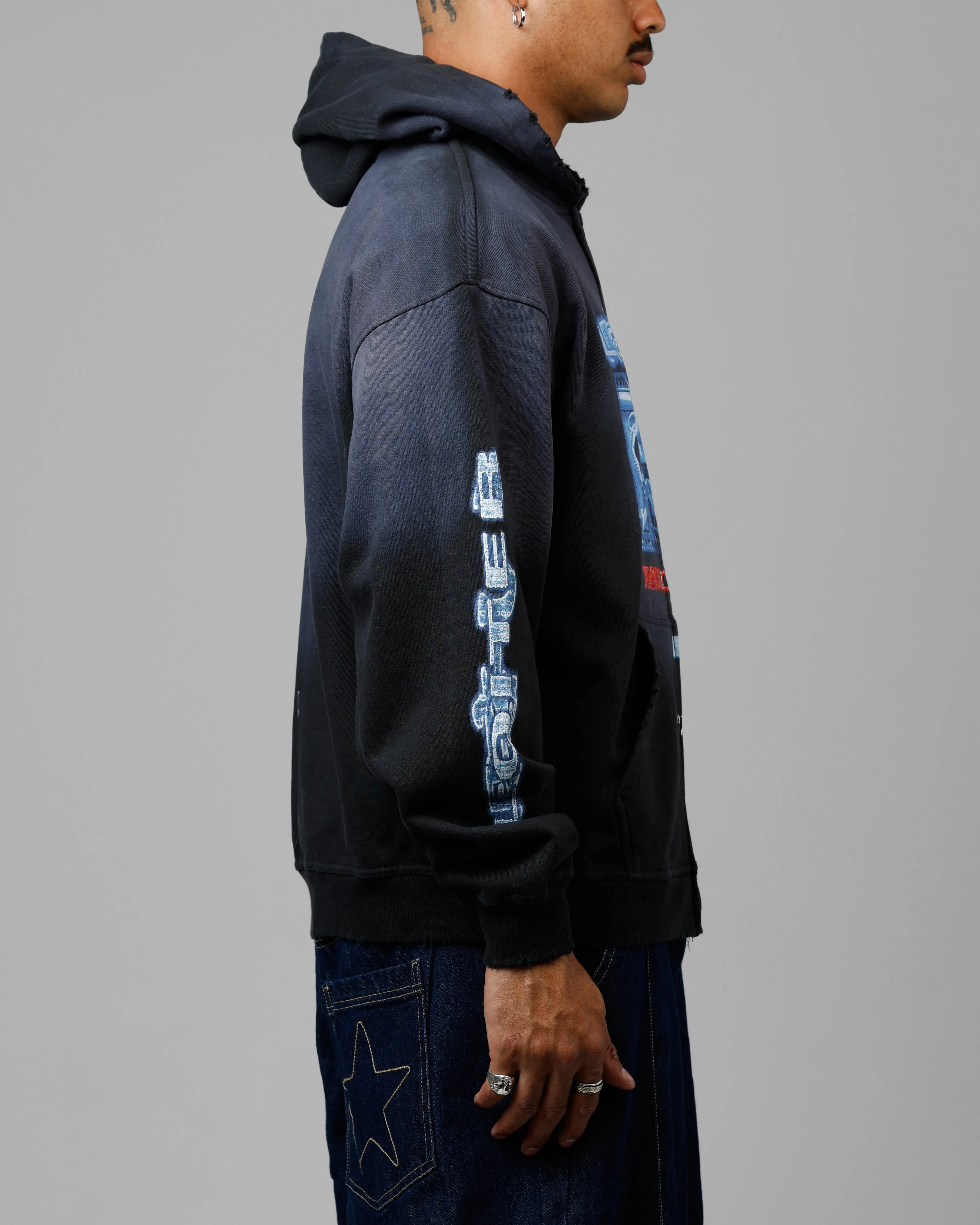Loiter Void Zip Up Hoodie Washed Black