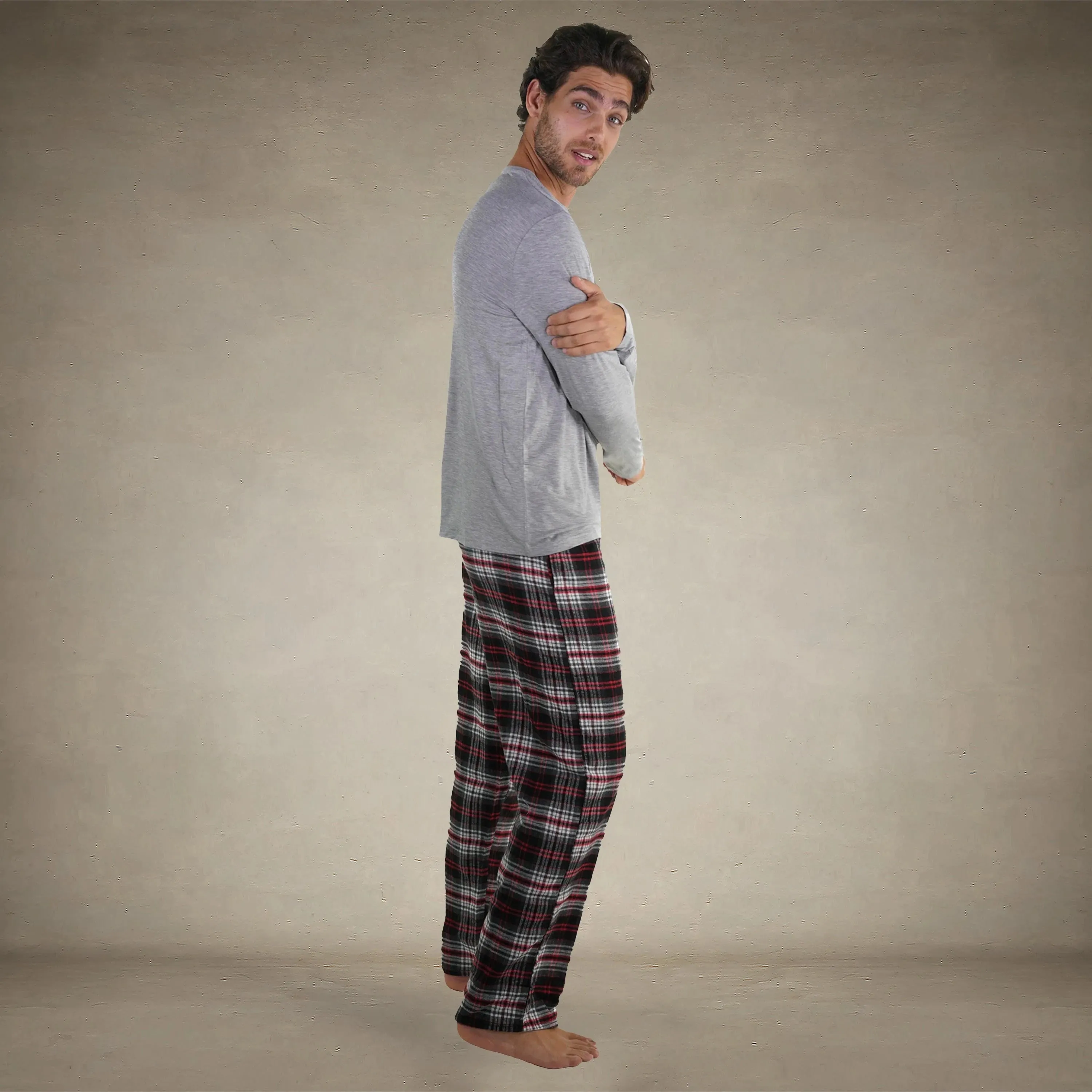 Men's Bamboo Rayon Long Sleeve Knit Sleep Shirt - Grey - FINAL SALE