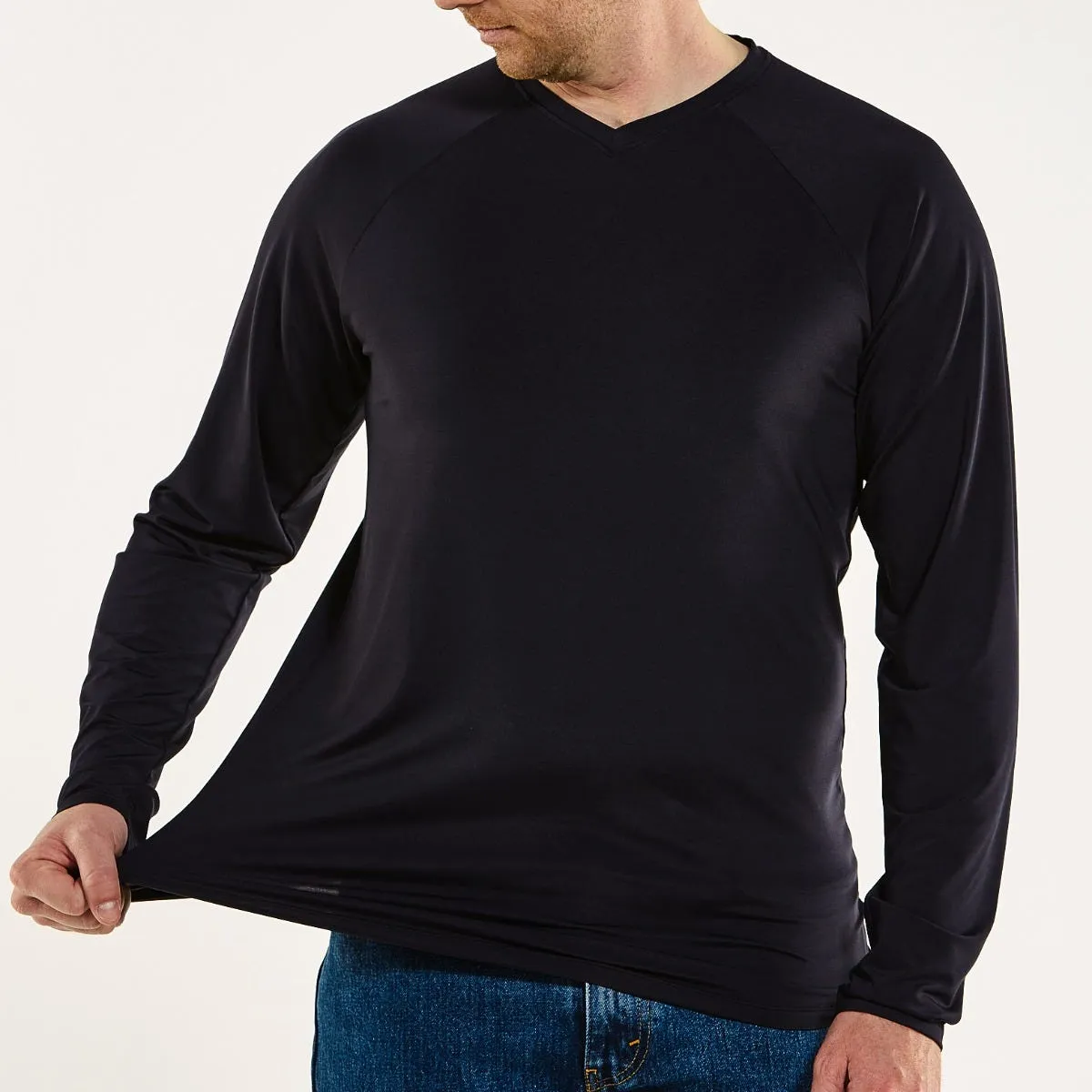 Men's Bosun V-Neck Long Sleeve Tee | Jet Black