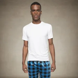 Men's Short Sleeve Bamboo Rayon Sleep Shirt - WHITE - FINAL SALE