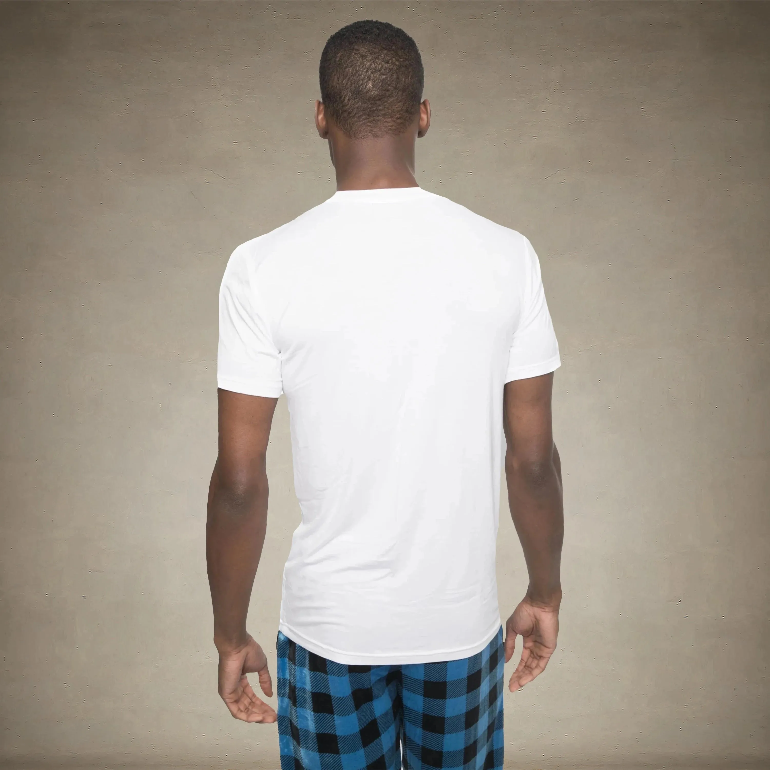 Men's Short Sleeve Bamboo Rayon Sleep Shirt - WHITE - FINAL SALE