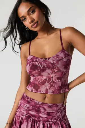 Mesh Rosette Cropped Cami
