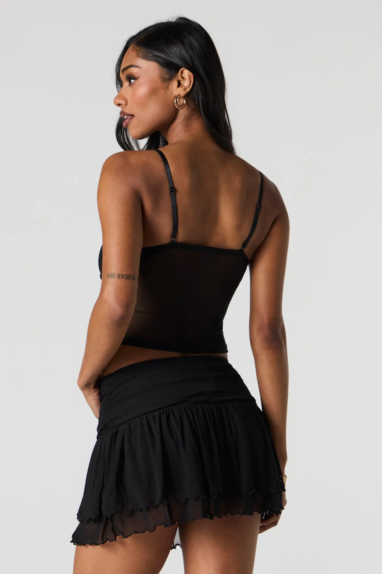 Mesh Rosette Cropped Cami