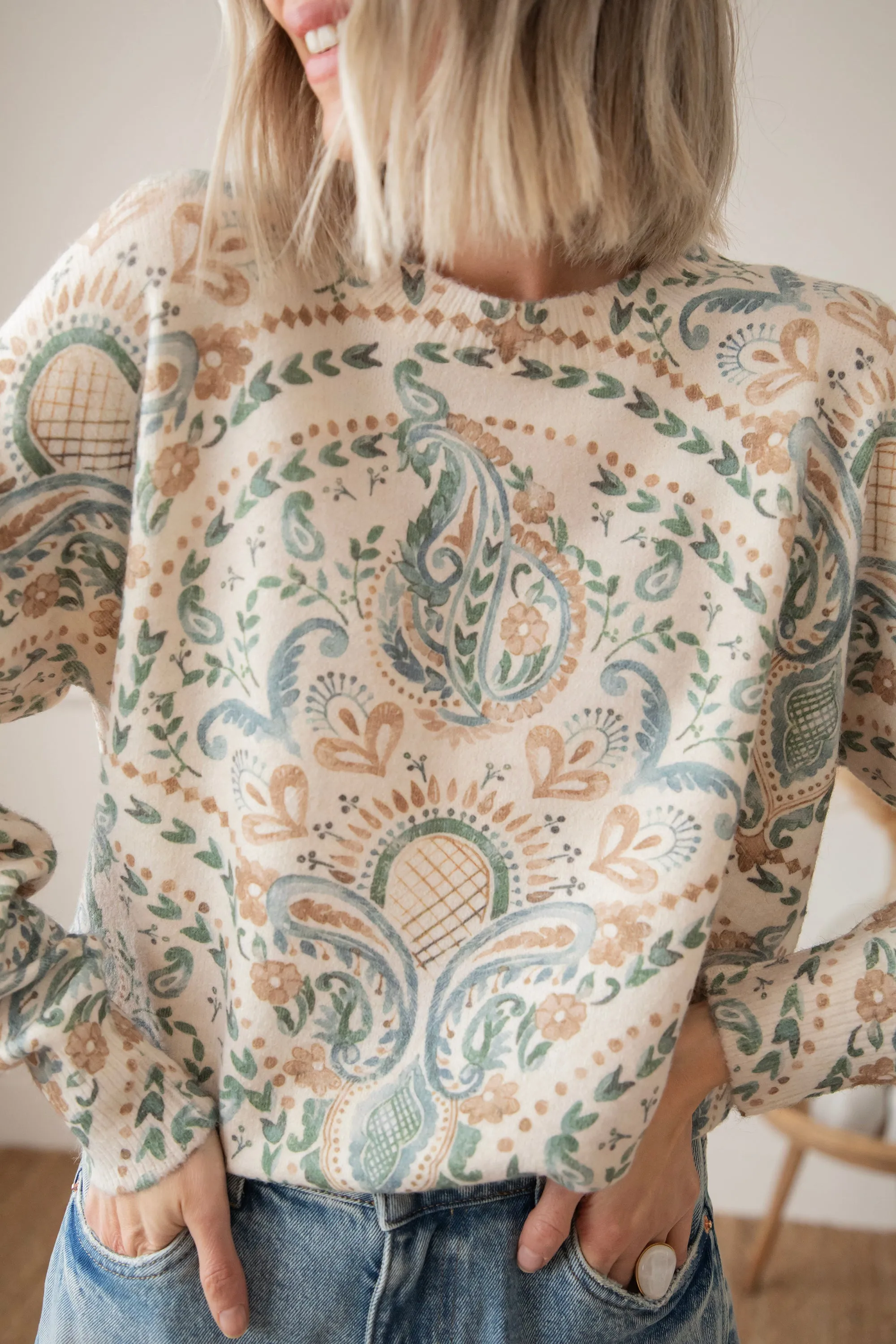 Penny Paisley  Beige/Blue - Trui