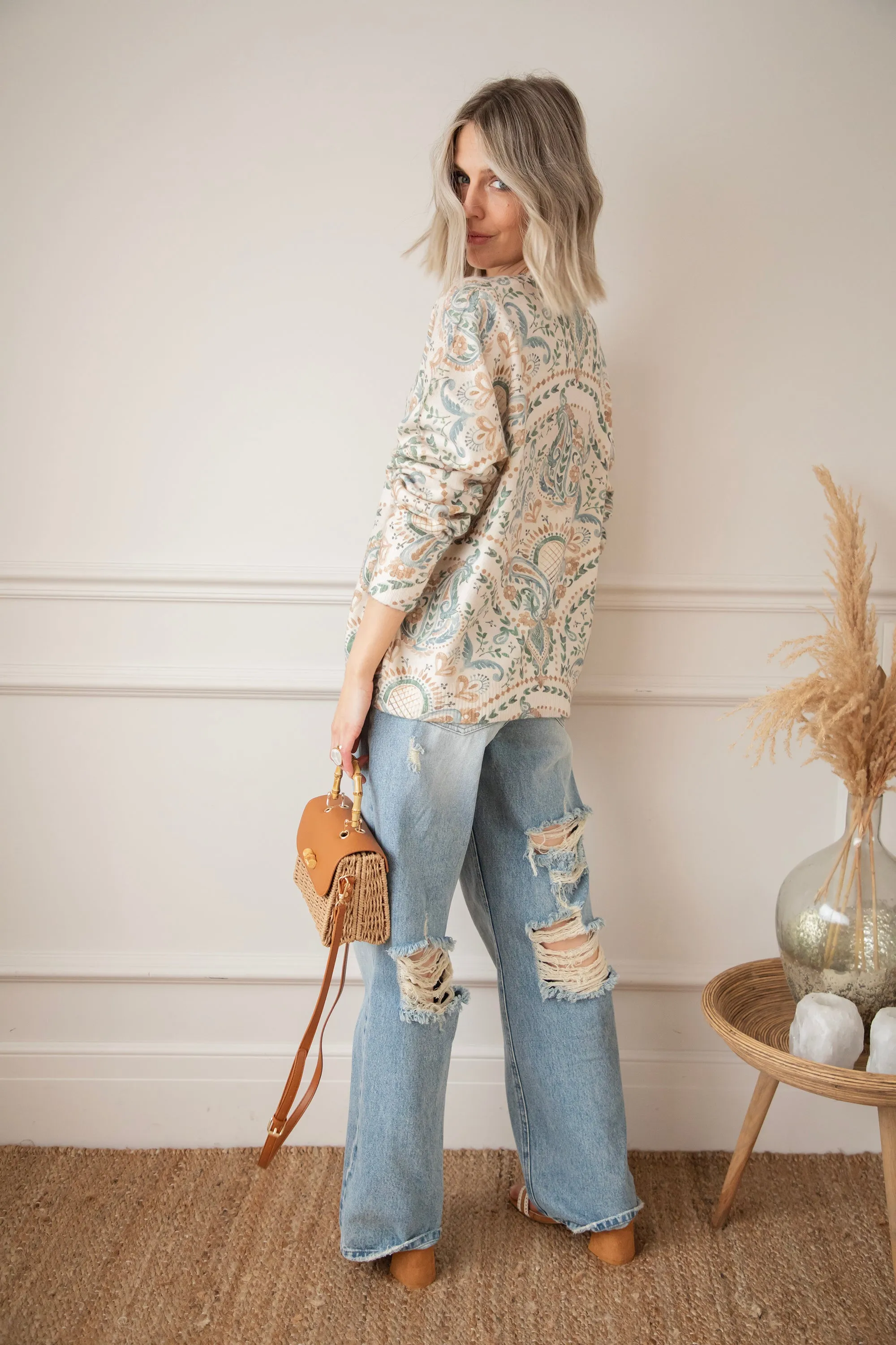 Penny Paisley  Beige/Blue - Trui