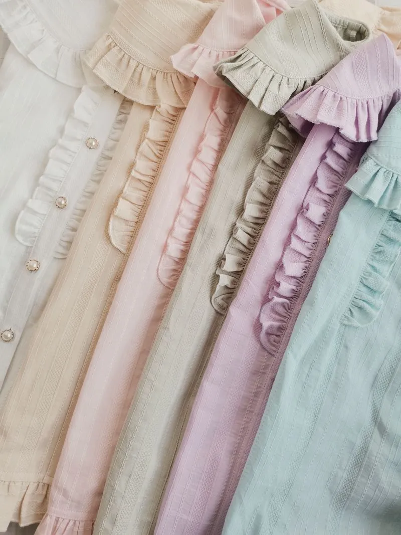 Peter Pan Collar Ruffle Long Sleeve Blouse