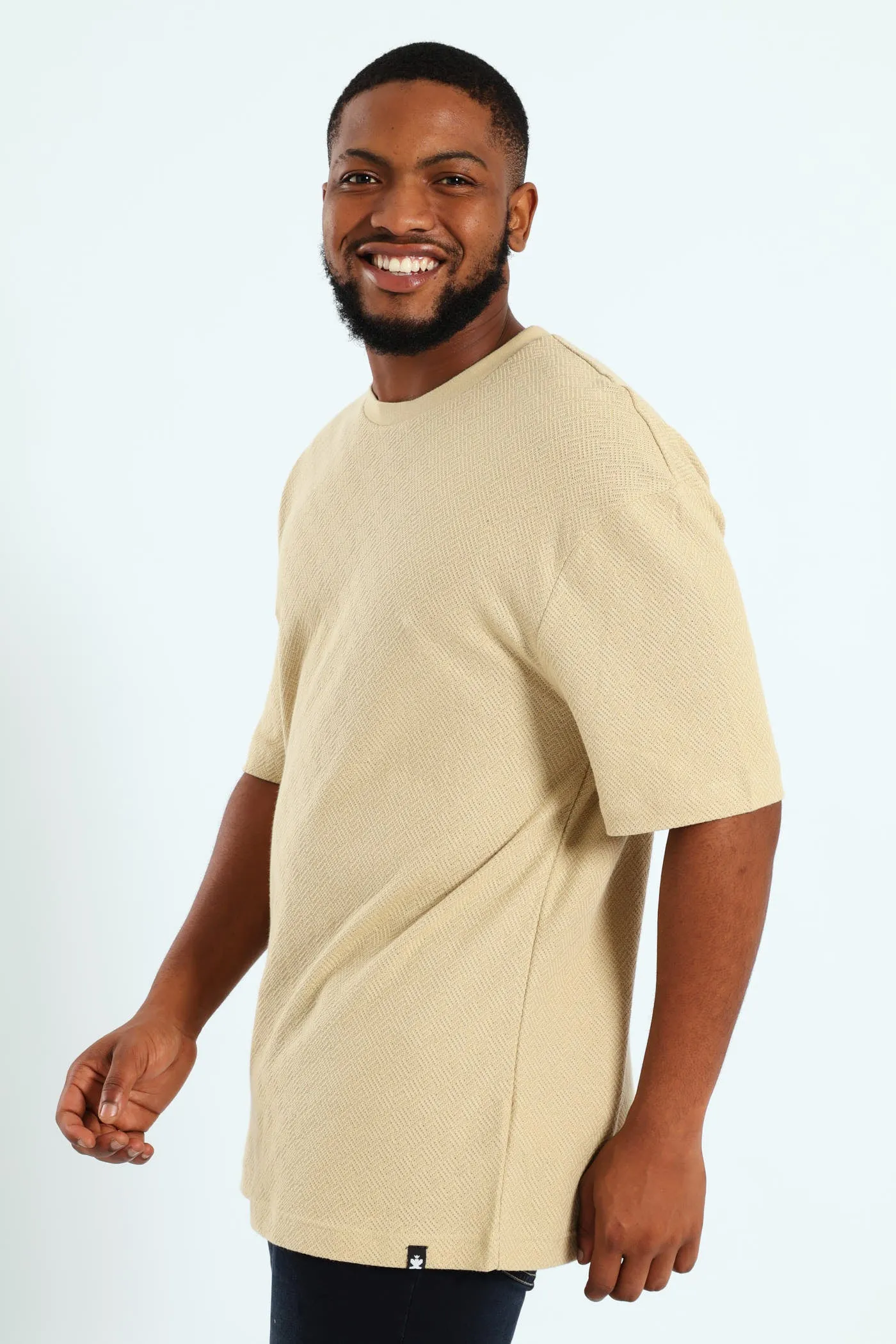 Pointelle Textured Tee - Stone