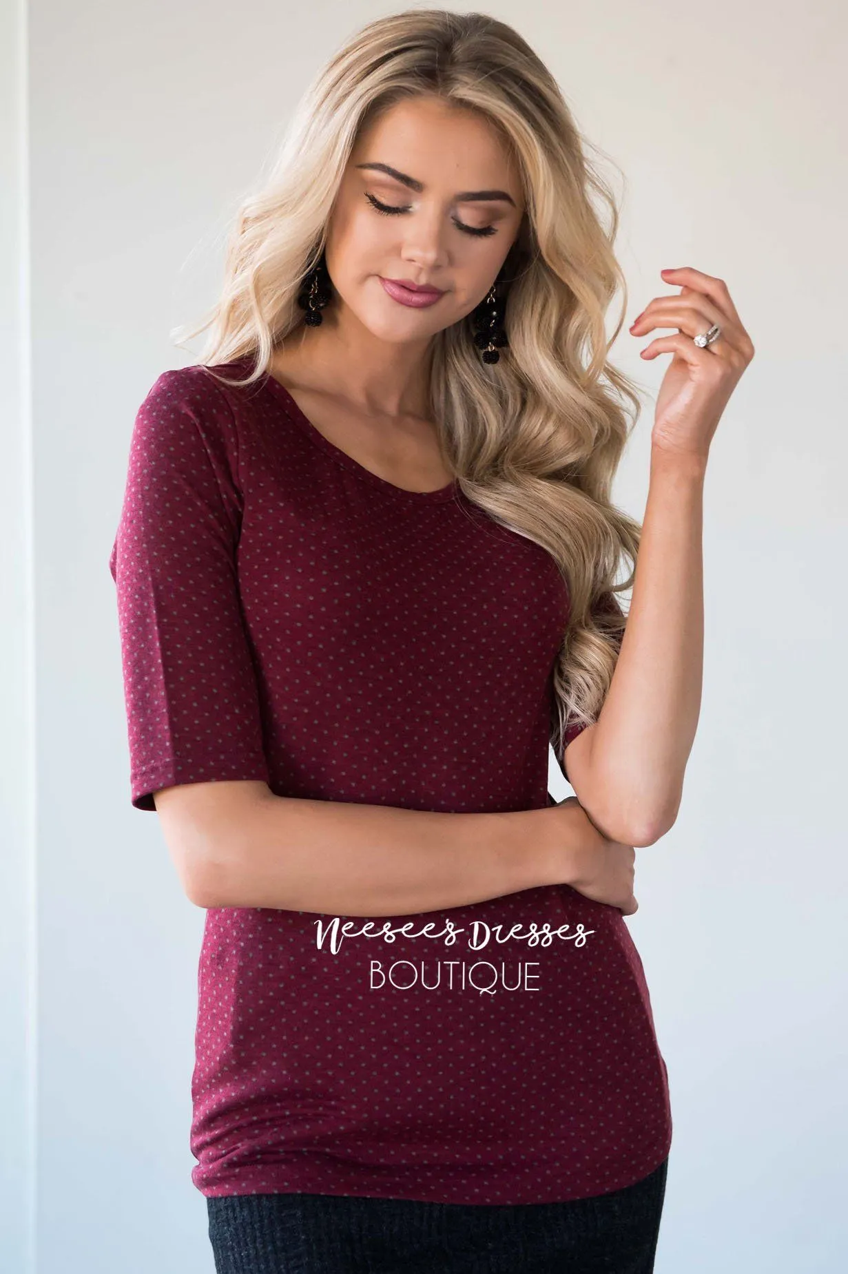 Polka Dot Half Sleeve Top