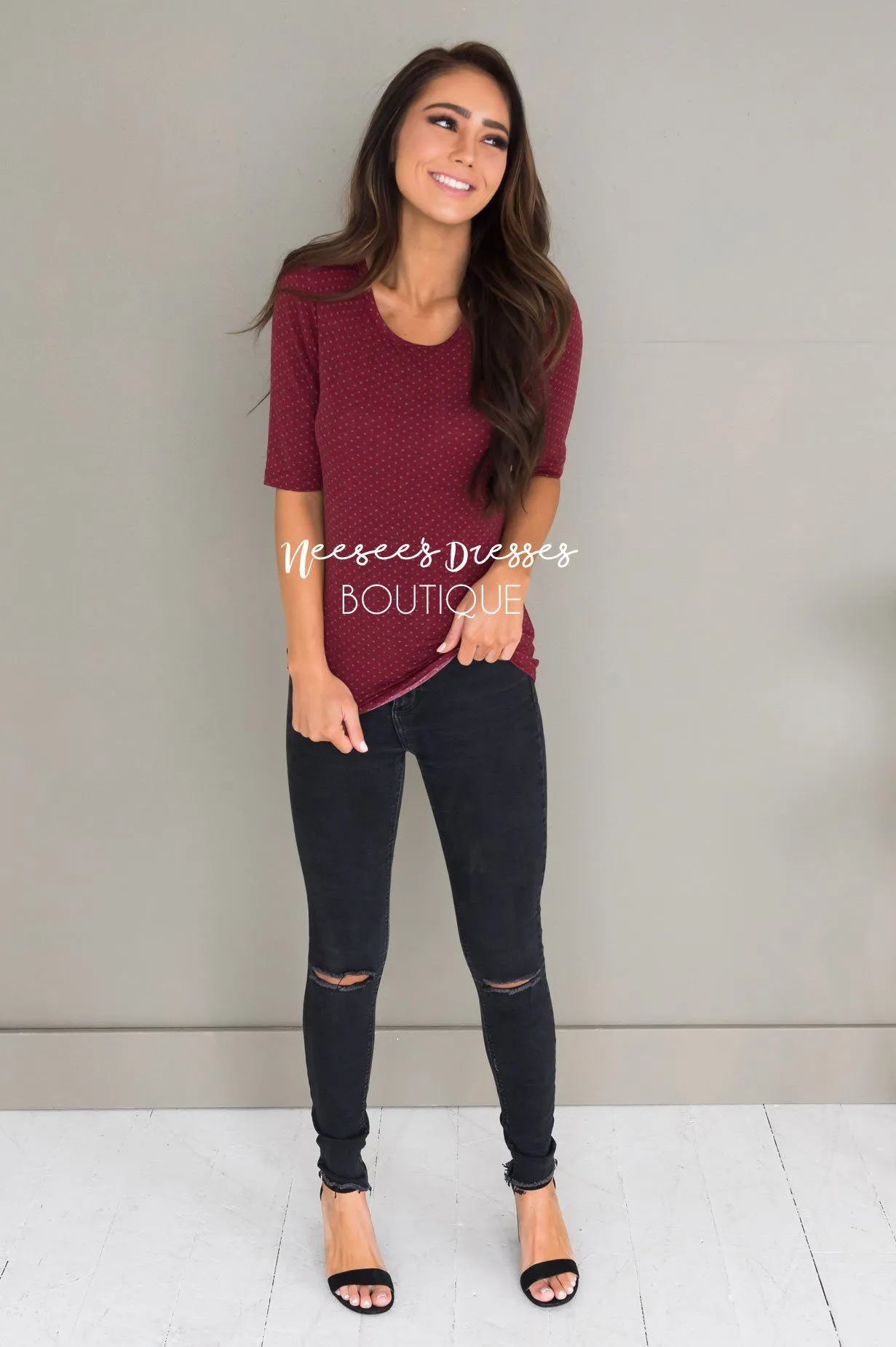 Polka Dot Half Sleeve Top