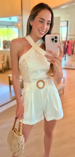 Ra04255002 White Floral Romper