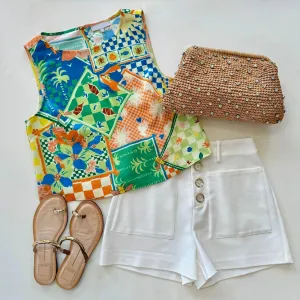 Ra1011 Garden Print Top