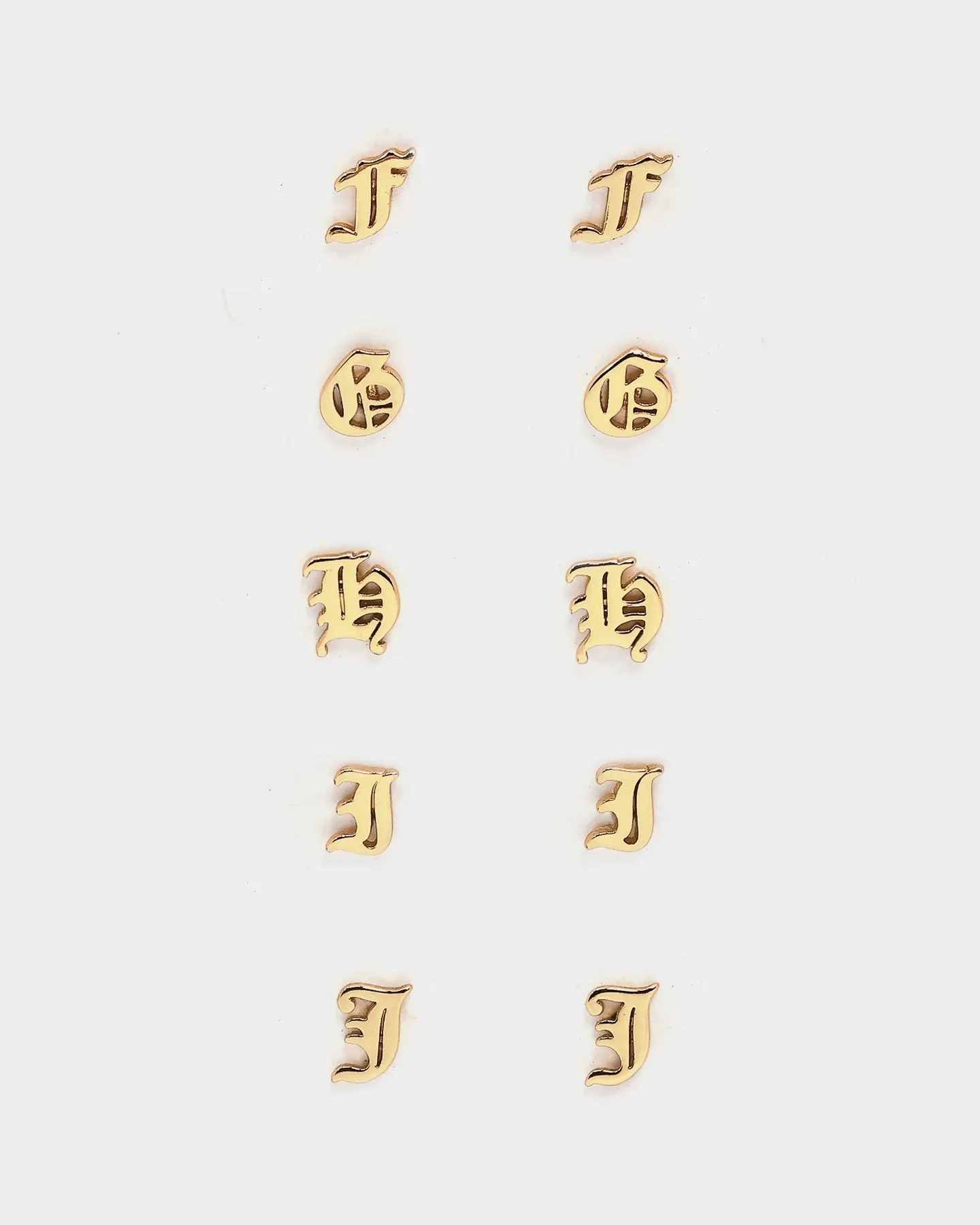 Raising Hell Women's Gothic Alphabet Stud Earrings Gold
