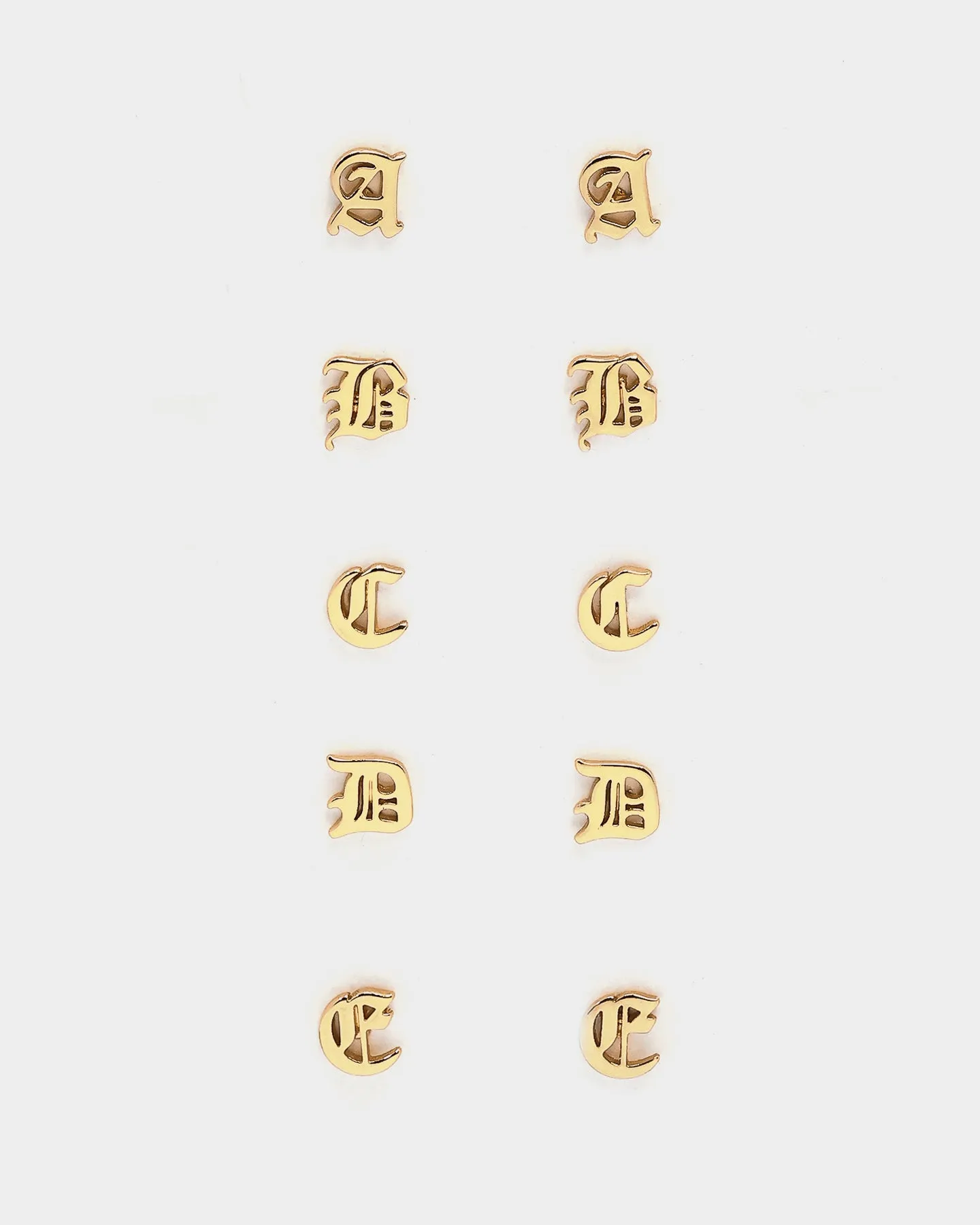 Raising Hell Women's Gothic Alphabet Stud Earrings Gold