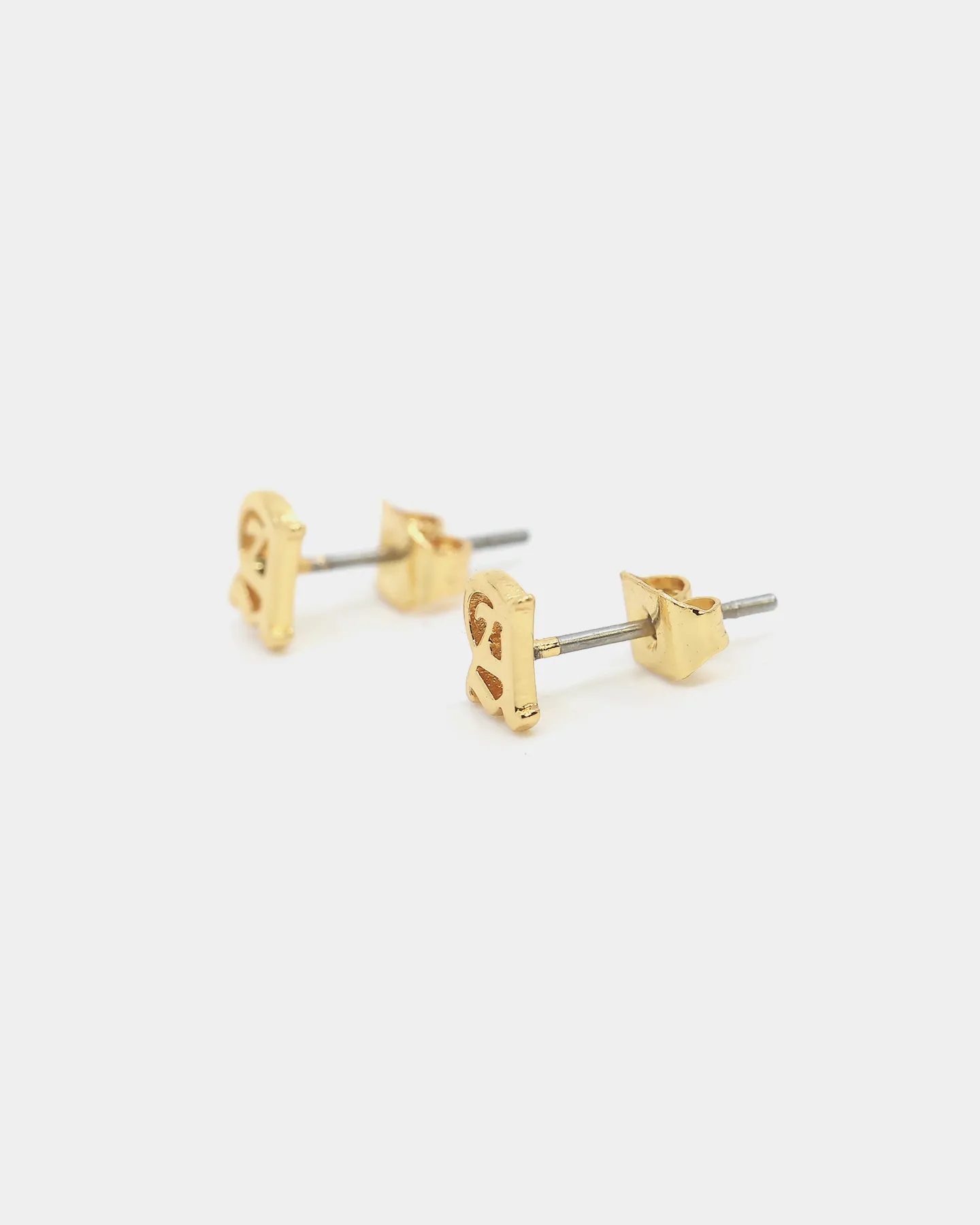 Raising Hell Women's Gothic Alphabet Stud Earrings Gold