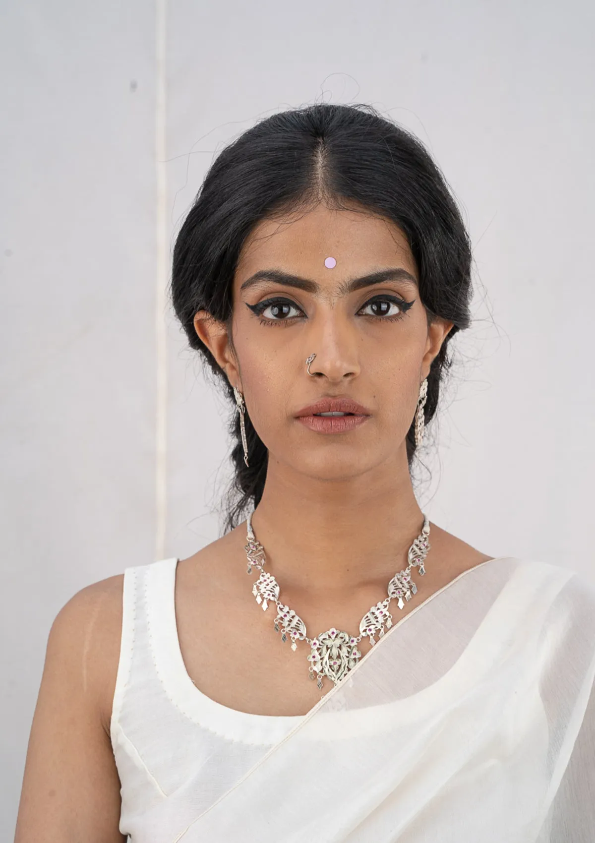 Rehnuma Silver Necklace & Earrings Set
