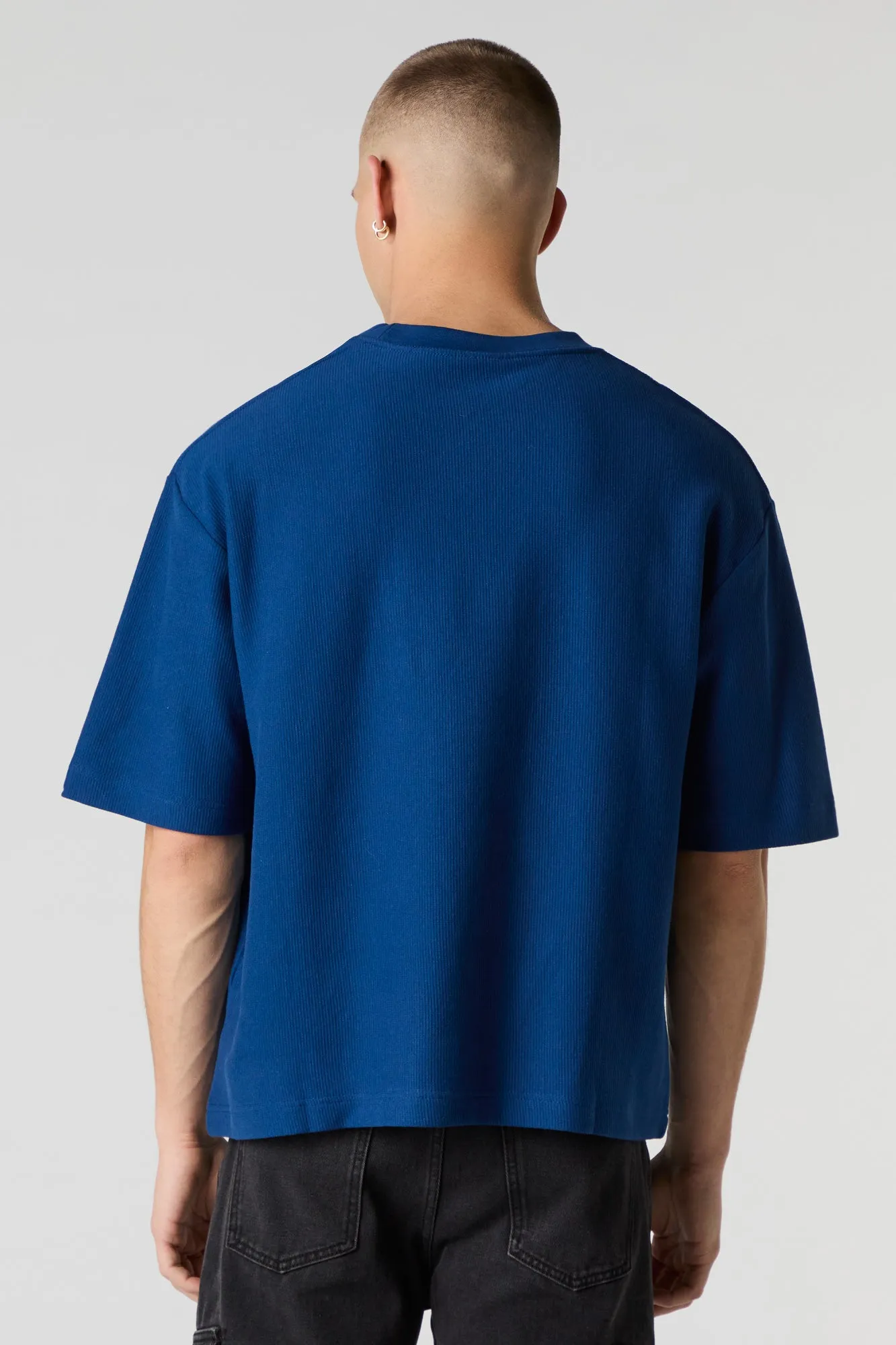 Ribbed Knit Boxy T-Shirt