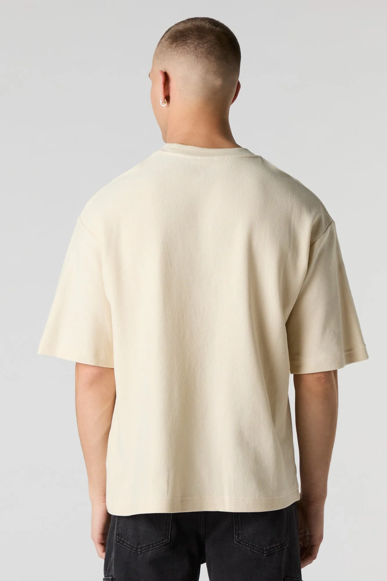 Ribbed Knit Boxy T-Shirt