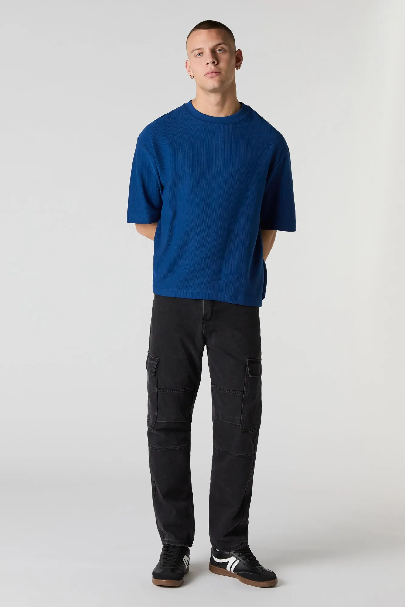 Ribbed Knit Boxy T-Shirt