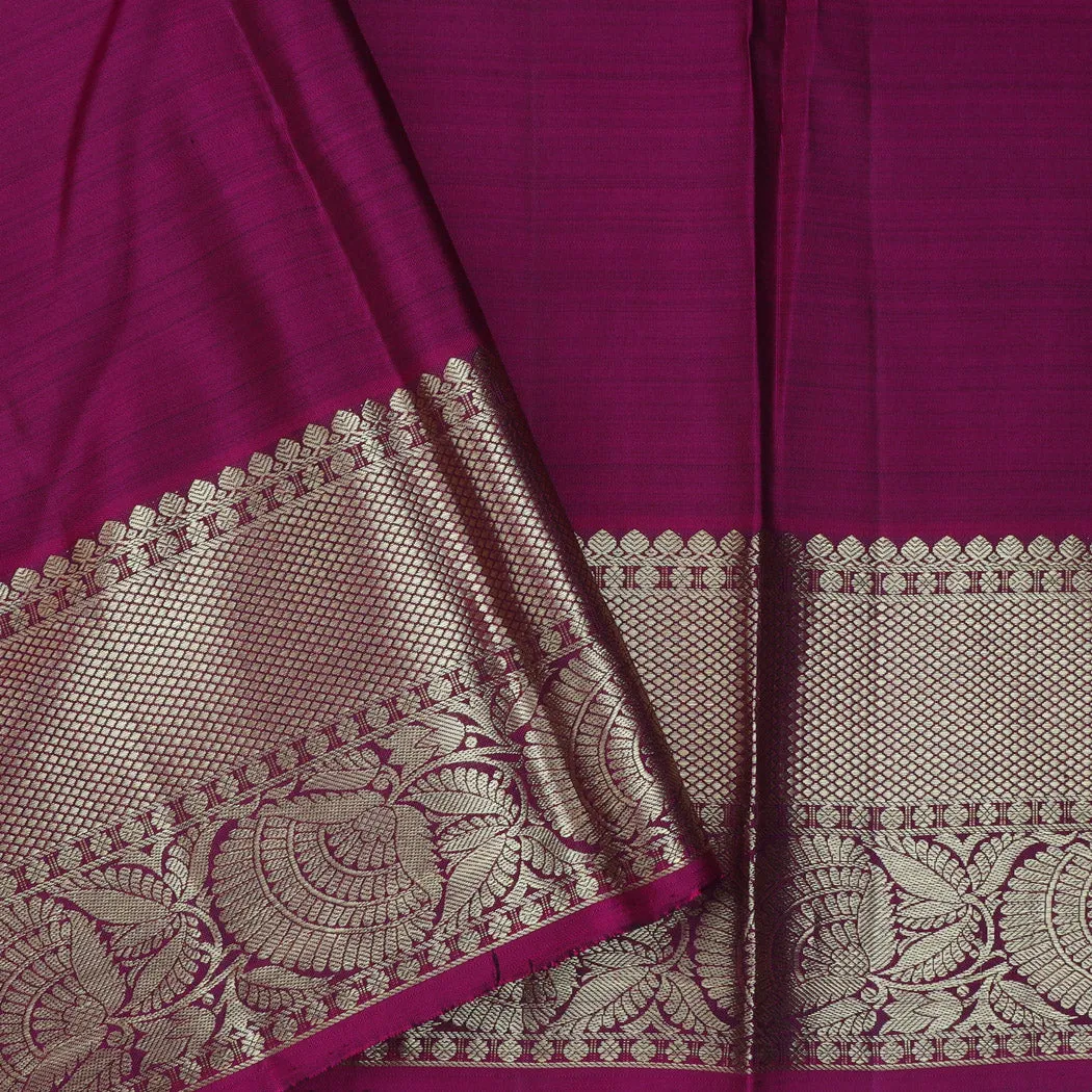 Russian Violet Kanjivaram Silk Saree With Floral Paisley Motifs