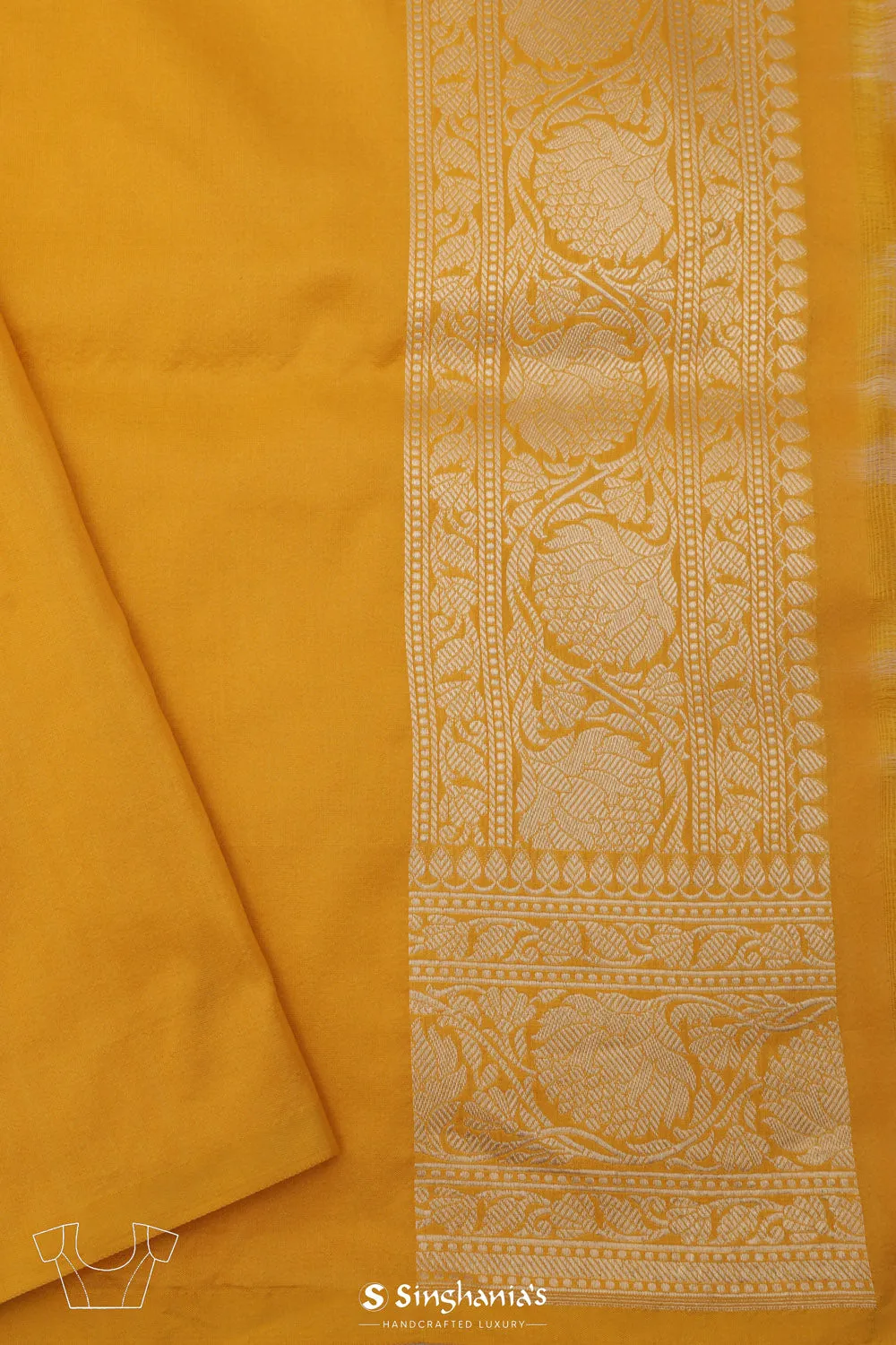 Saffron Yellow Banarasi with Floral Meenakari Magic