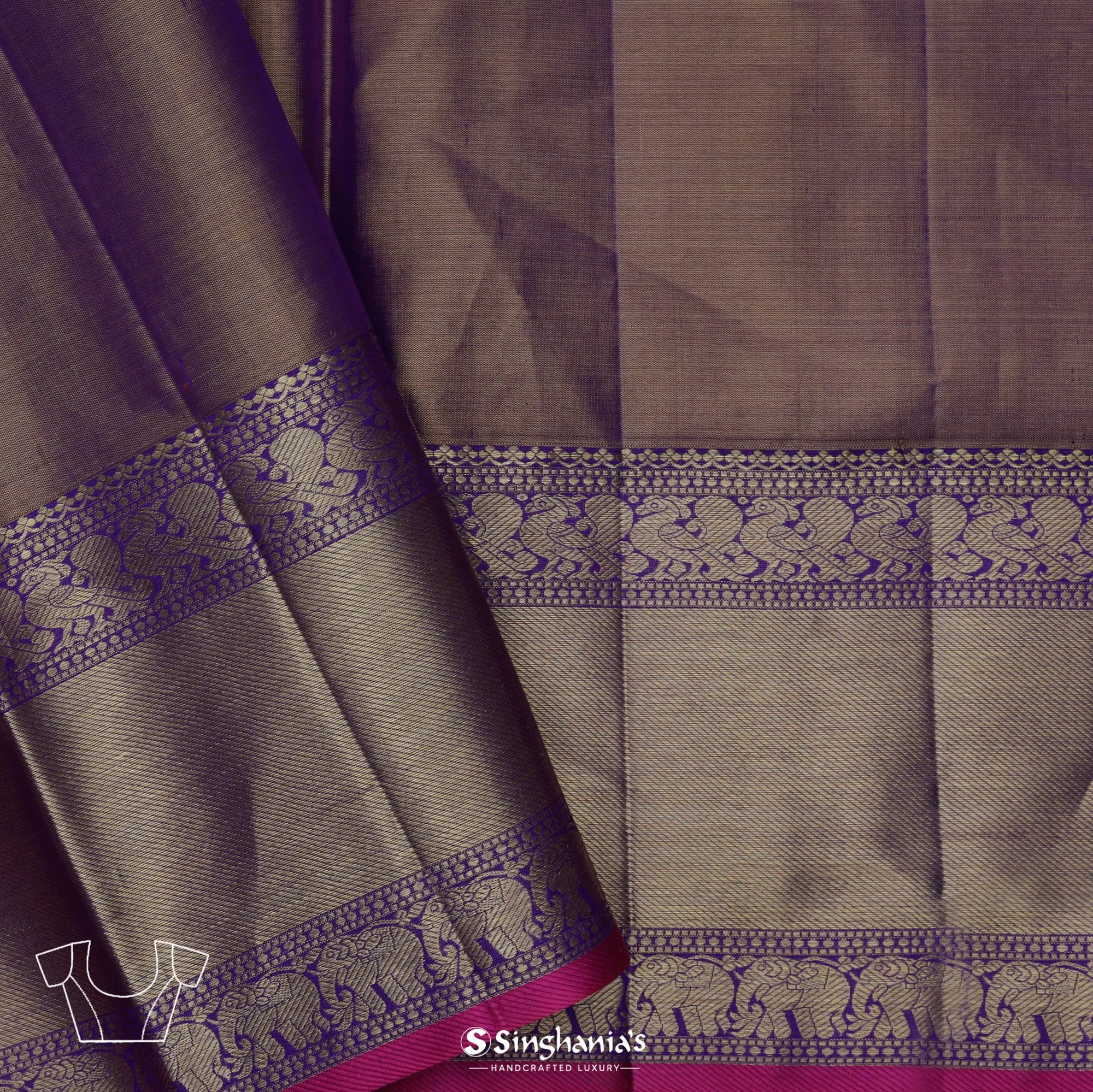 Salmon Peach Kanjivaram Silk Saree With Floral Butta