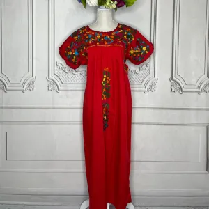San Antonino Gala Dress - Cotton Embroidery Midi Length