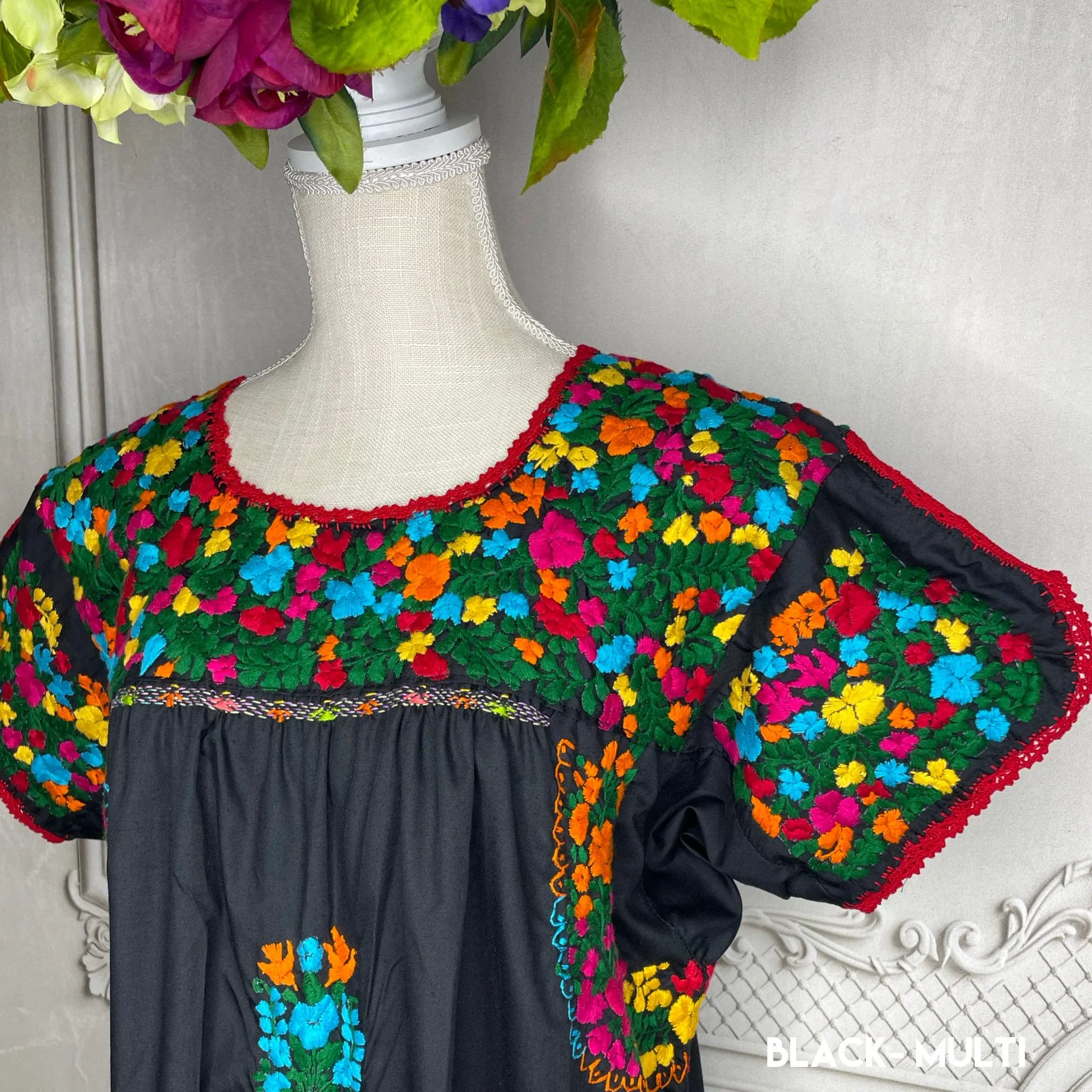 San Antonino Gala Dress - Cotton Embroidery Midi Length