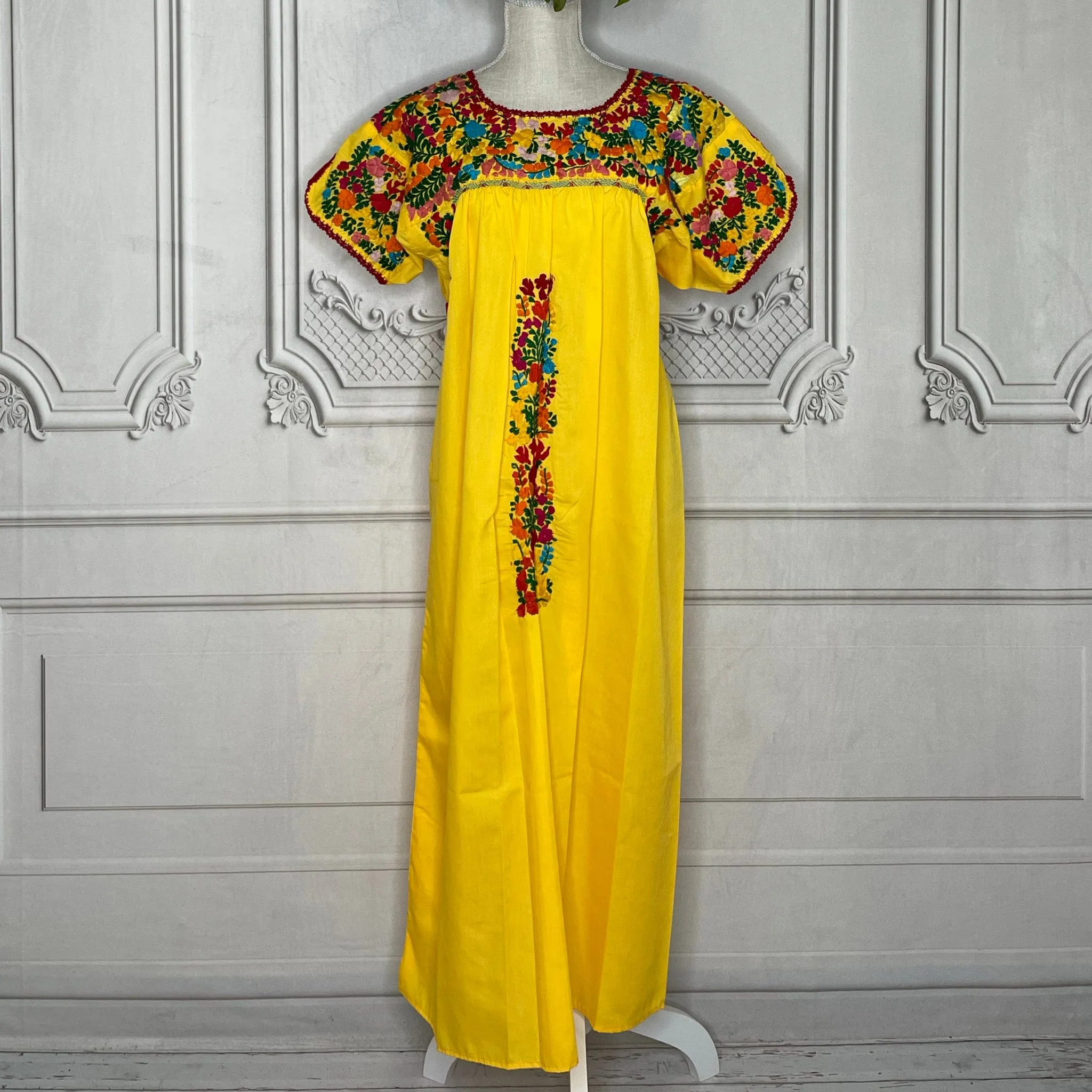 San Antonino Gala Dress - Cotton Embroidery Midi Length