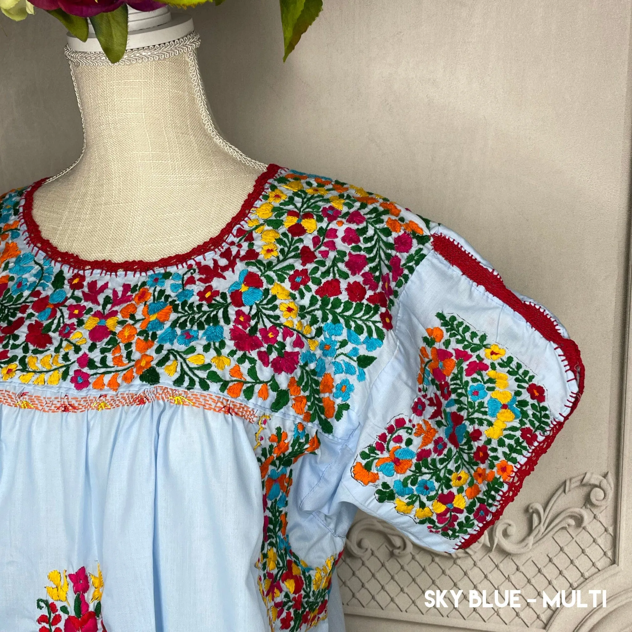 San Antonino Gala Dress - Cotton Embroidery Midi Length