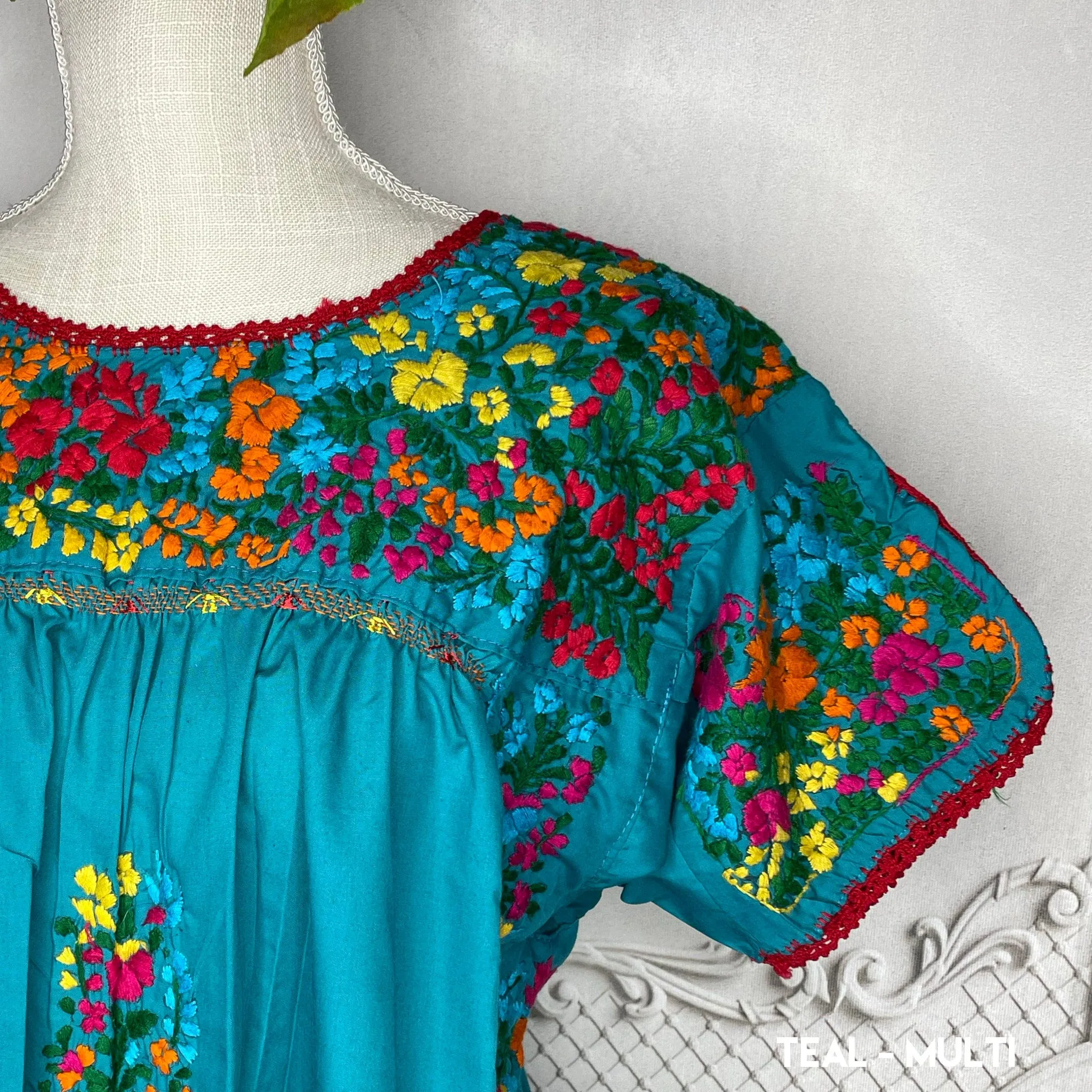 San Antonino Gala Dress - Cotton Embroidery Midi Length