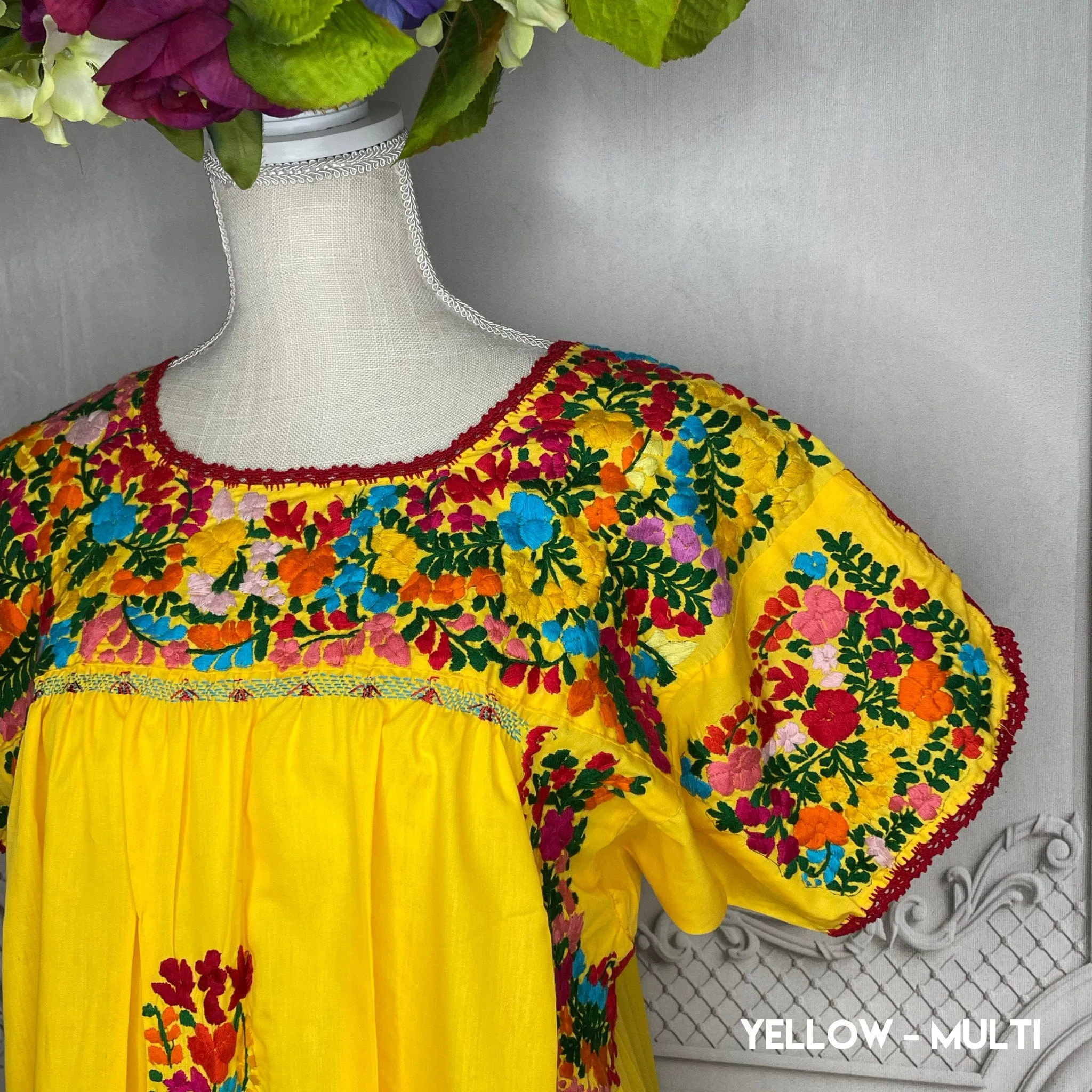 San Antonino Gala Dress - Cotton Embroidery Midi Length