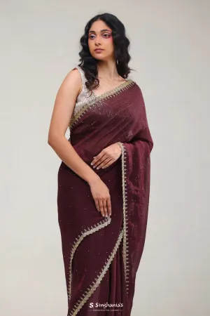 Sangria Purple Tissue Handcrafted Saree