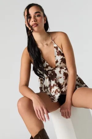Satin Asymmetrical Halter Top