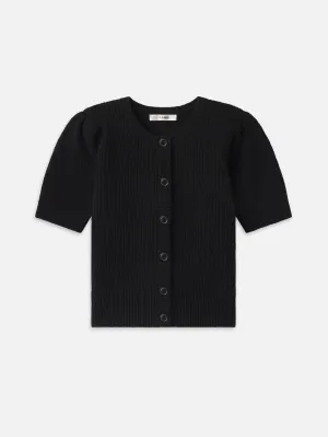 Shrunken Short Sleeve Cardi -- Black