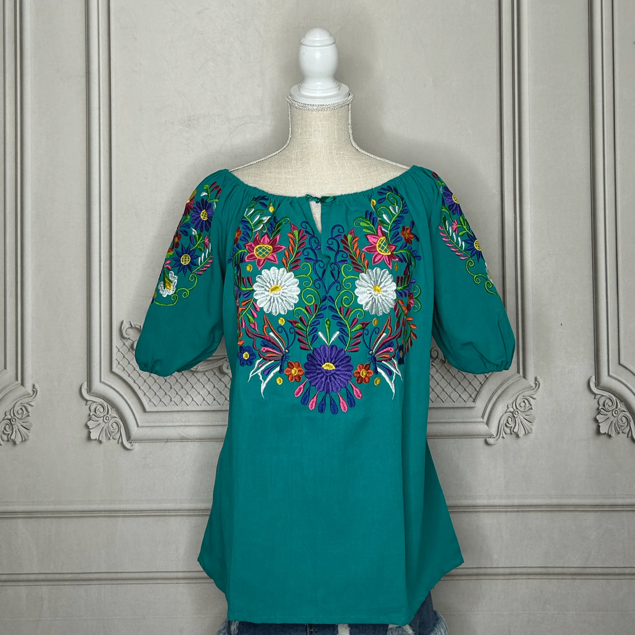 Sleeve Off Shoulder Mexican Blouse Daisy
