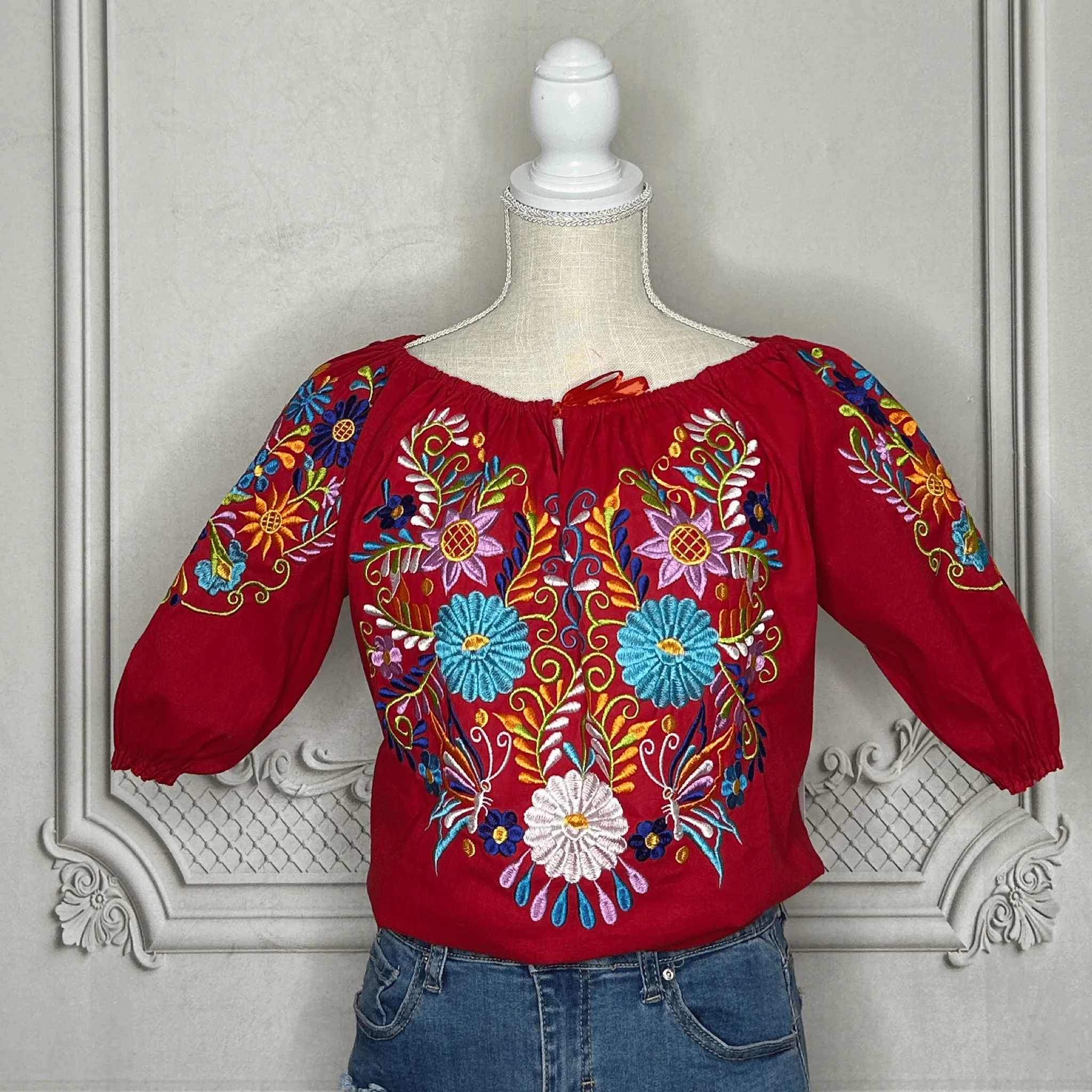 Sleeve Off Shoulder Mexican Blouse Daisy
